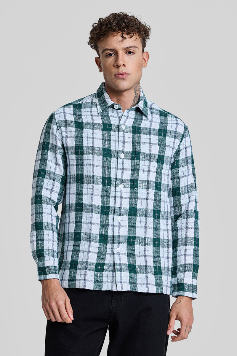 SNITCH Dark Green Box Fit Tartan Shirt - view 6