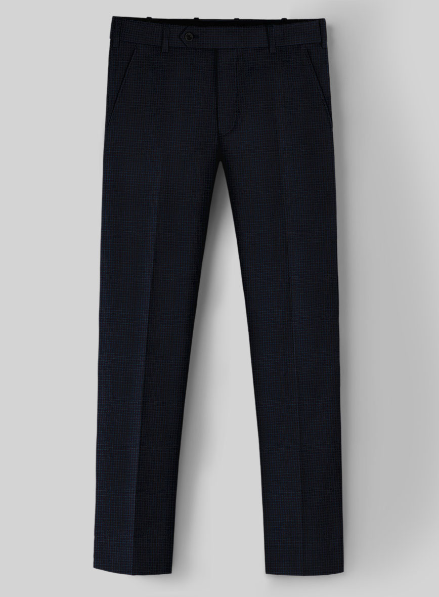 StudioSuits Napolean Alda Gingham Dark Blue Wool Pants