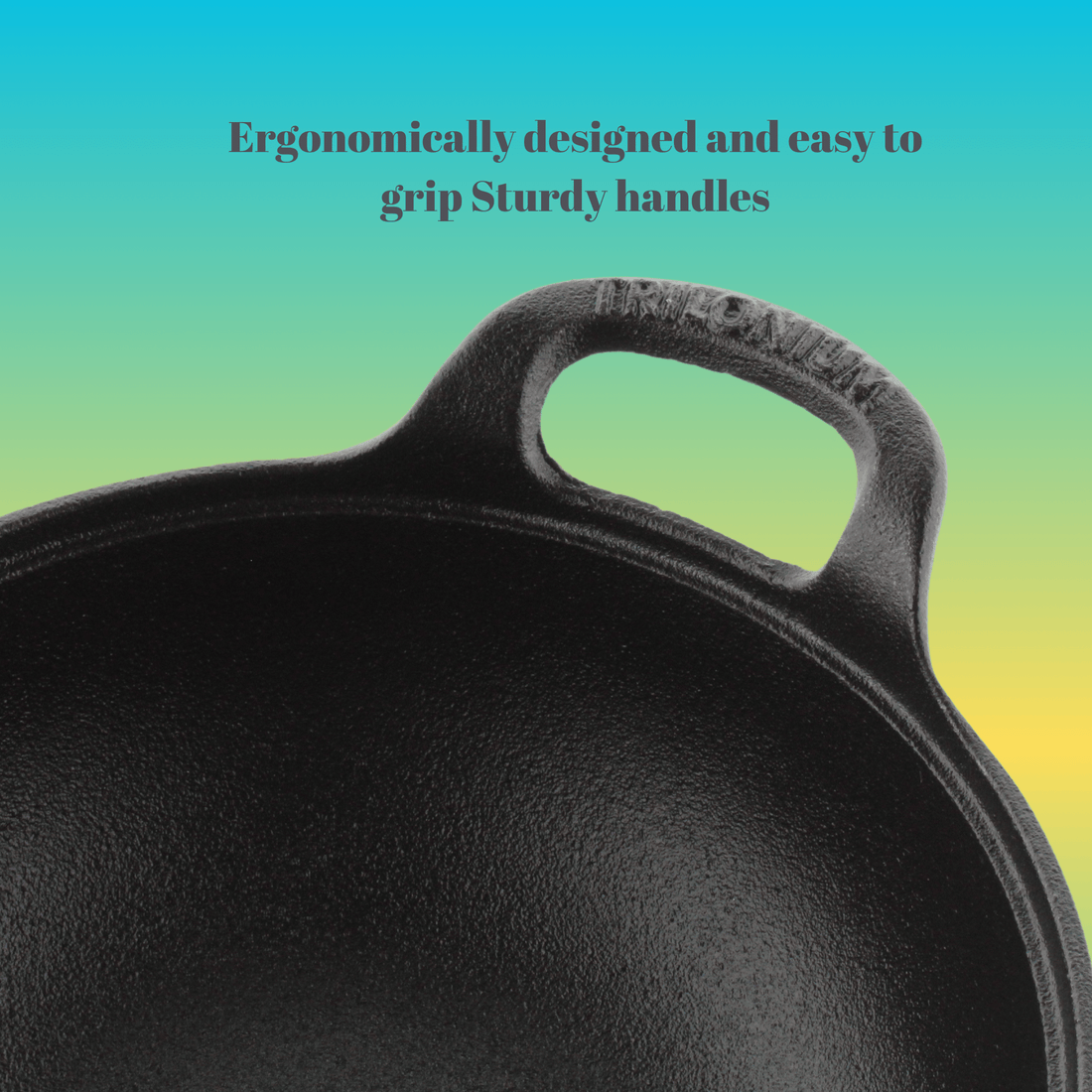 Trilonium Triple Seasoned Cast Iron CrockWok Kadhai | Gas & Induction Compatible | Black - view 5