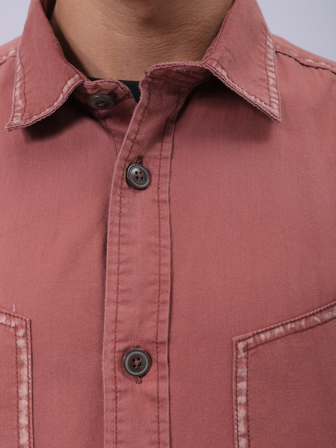The Indian Garage Co Men's Burgundy Regular Fit Vintage Shirt - view 6