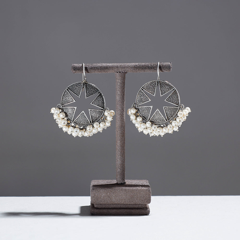 WHITE RIVER STORIES Antique Finish Oxidised German Silver Earrings