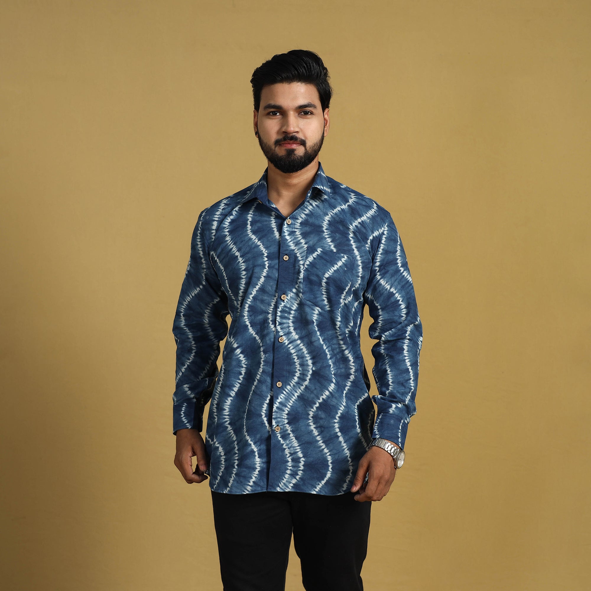 ITOKRI CASUALS Blue - Full Sleeve Tie & Dye Cotton Men Shibori Shirt 05