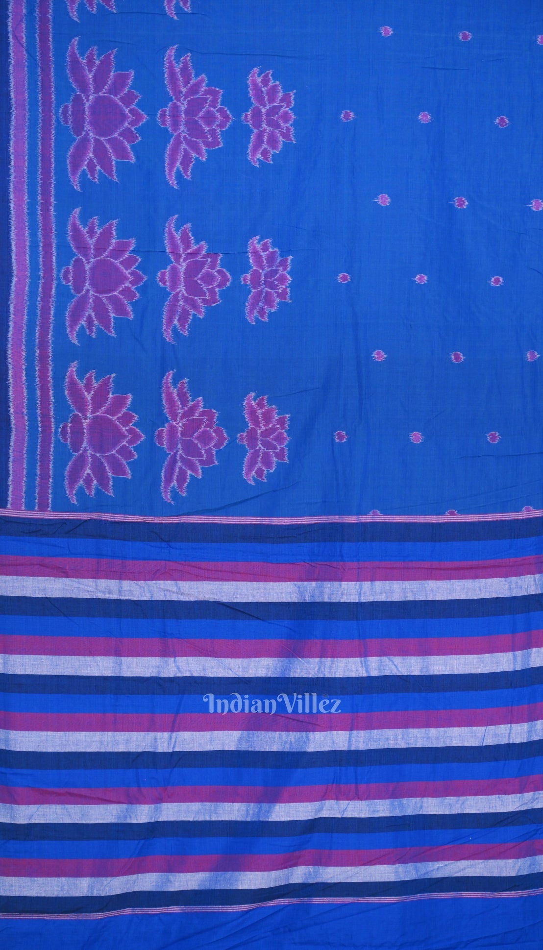 IndianVillèz Sky Blue Lotus Pure Sambalpuri Cotton Saree - view 2