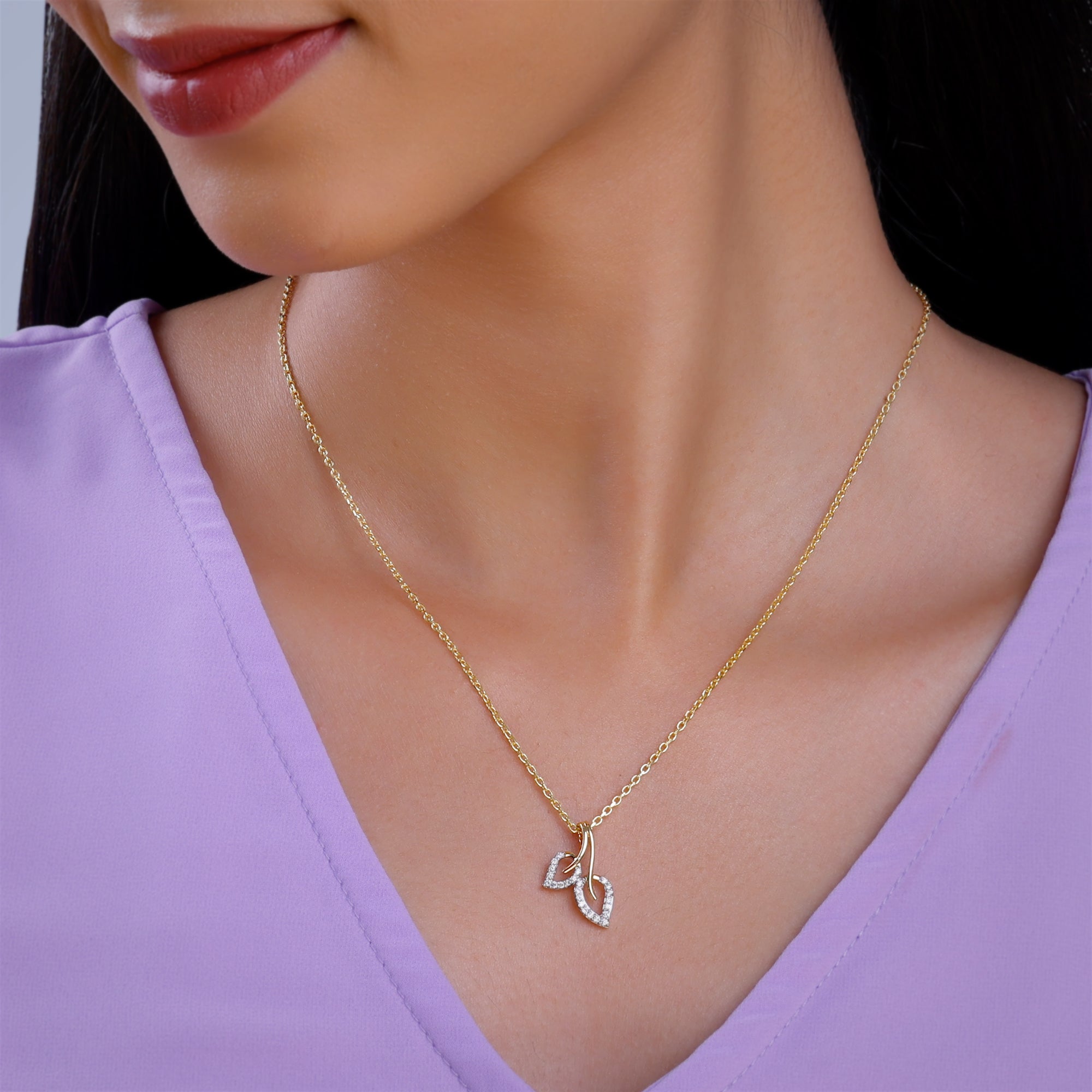GIVA Jewellery Gold Serenade Diamond Pendant - view 3