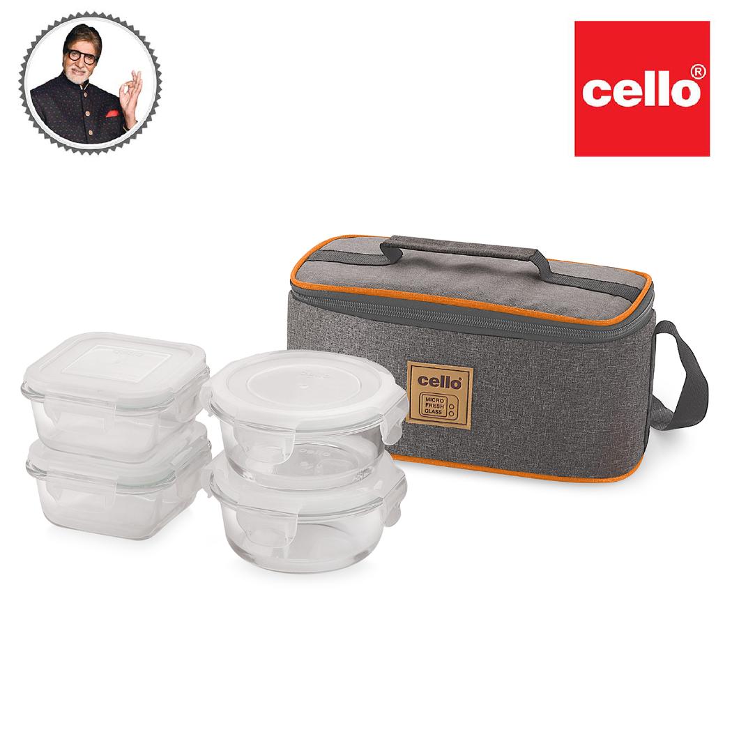 Cello Royale Borosilicate Glass Lunch Box with Jacket, Set of 4 - view 6