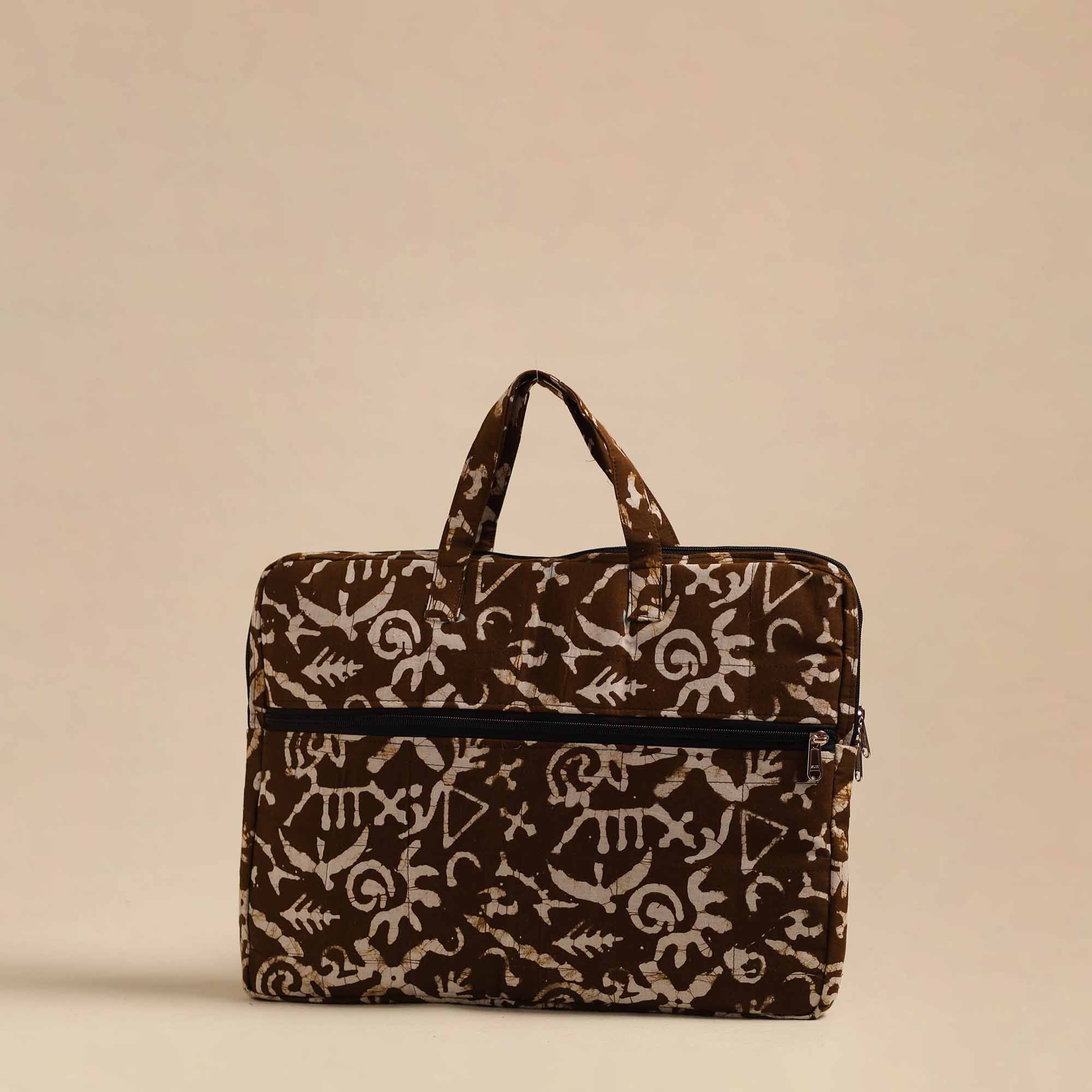 NOORI BAZAR Brown - Handmade Quilted Cotton Laptop Bag 39