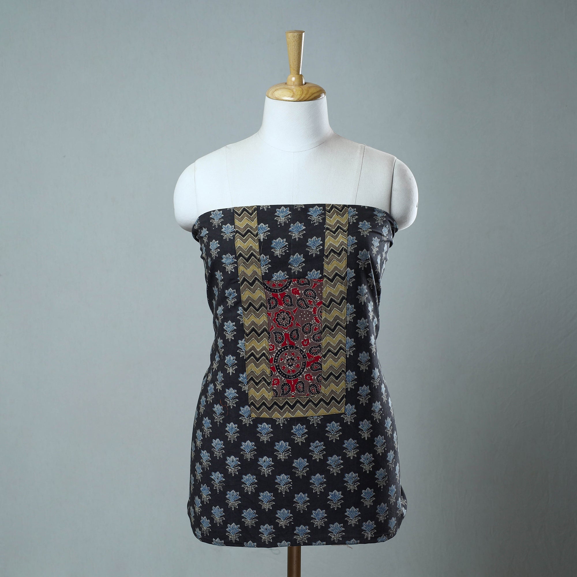 NOORI BAZAR Black - Block Printed Cotton Ajrakh Kurta Material (2.6 meter) 39