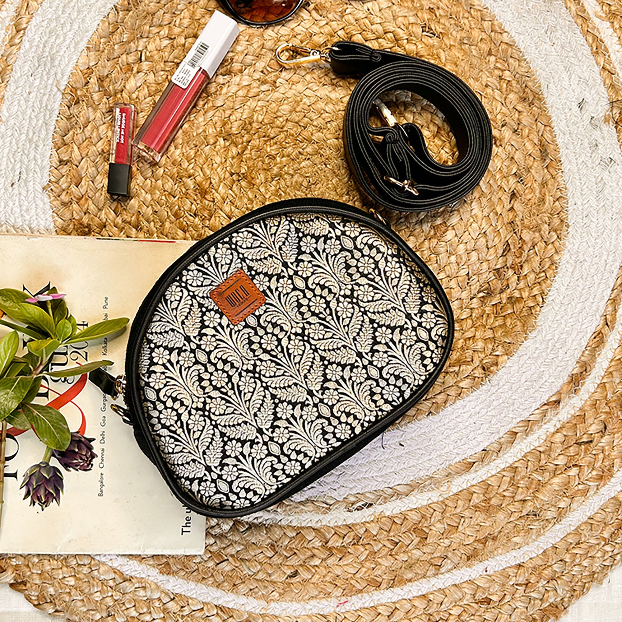 WOCA DESIGNS Black - Kavita Banarasi Silk Sling Bag