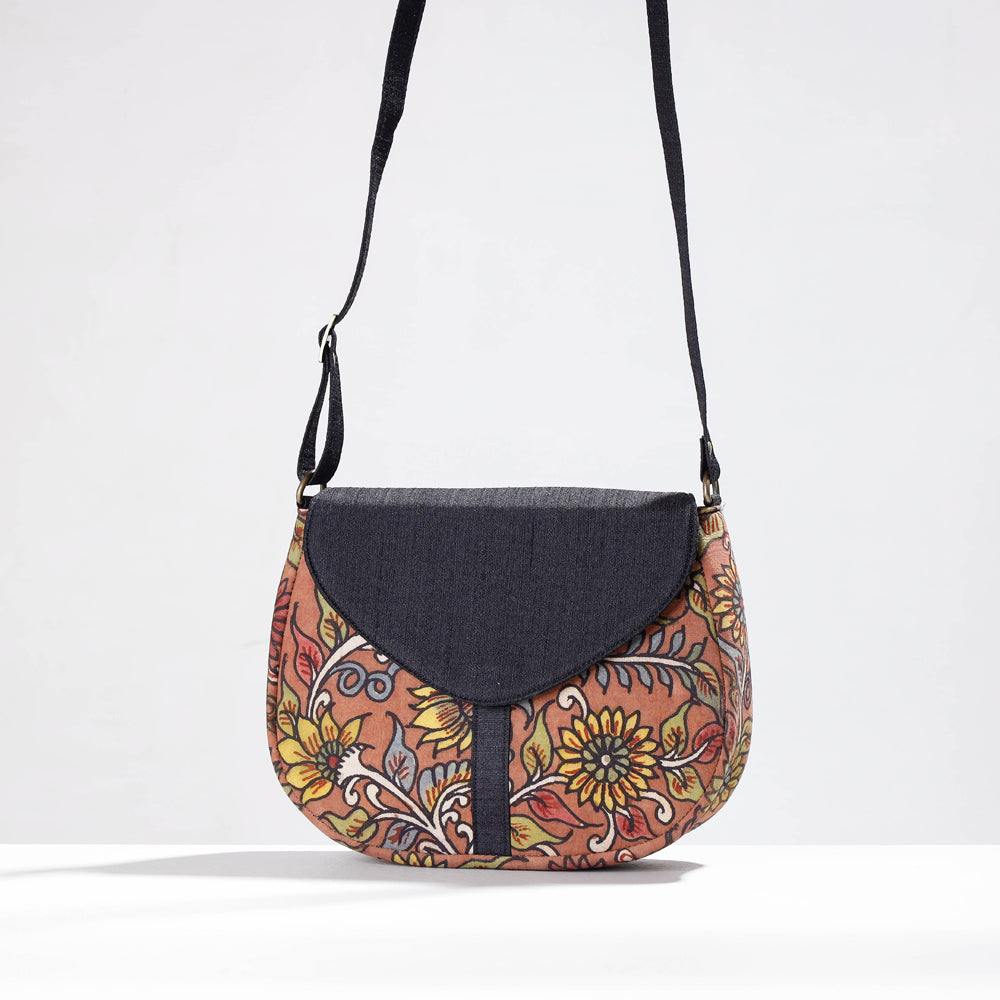 DWARAKA PLUS Black - Sling Bag - Handpainted Kalamkari Natural Dyed Ghicha Silk - view 2
