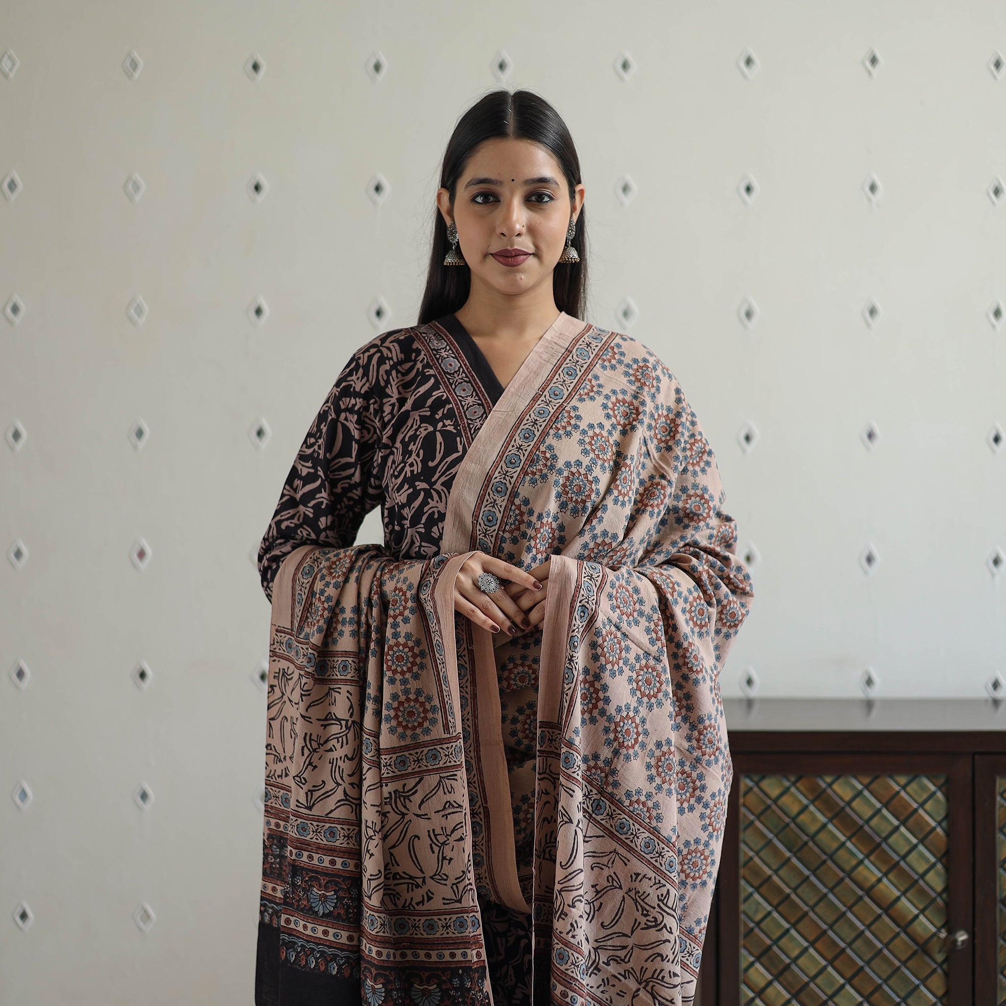 ITOKRI CASUALS Black - Block Printed Cotton Ajrakh Kurta Set 03