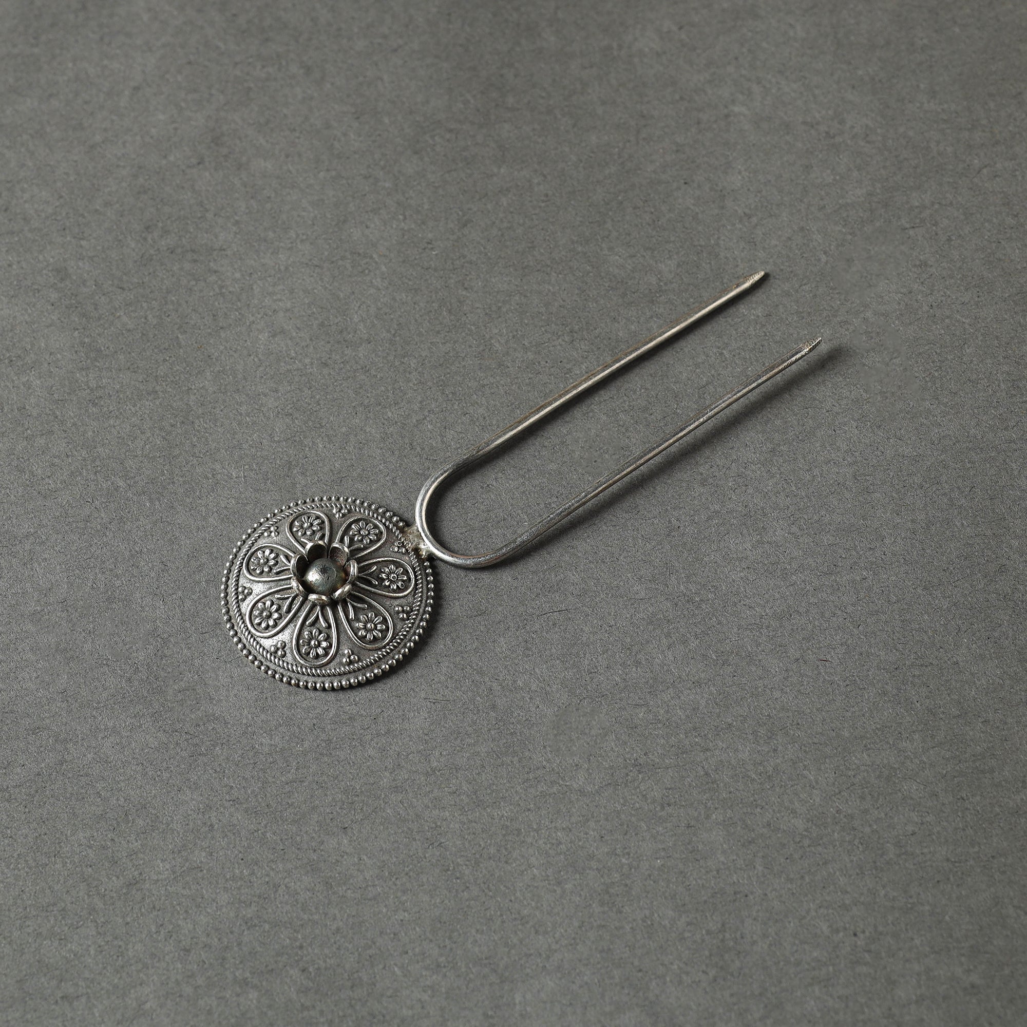 WHITE RIVER STORIES Antique Silver Finish Oxidised Brass Base Juda Pin