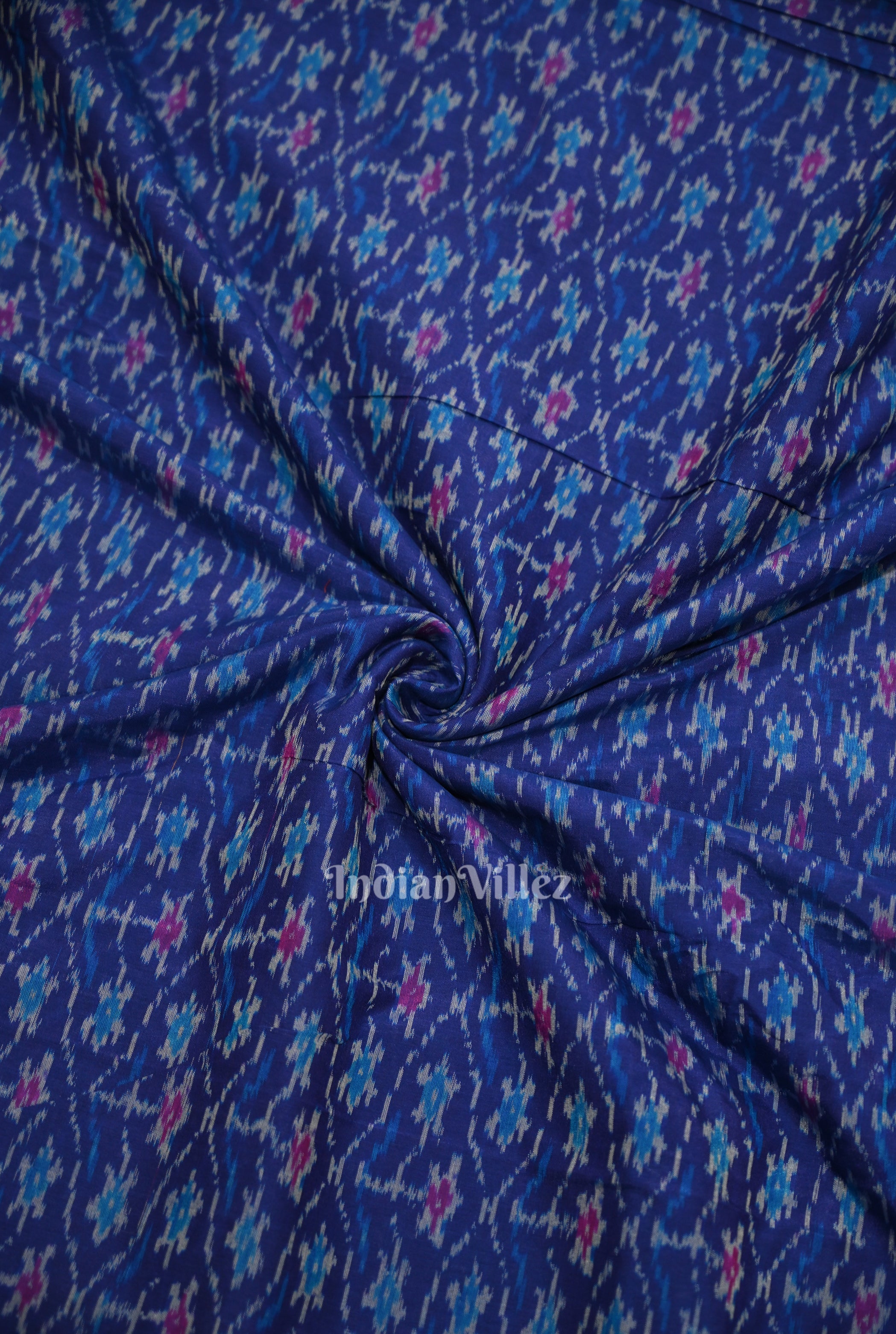 Cotton sico fabric – IndianVillèz Blue Pochampally Ikat Silk & Cotton (Sico) Fabric