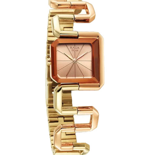 Titan Raga Delight Quartz Analog Rose Gold Dial Rose Gold Stainless Steel Strap Watch For Women 25mm 95155KM01 - view 2
