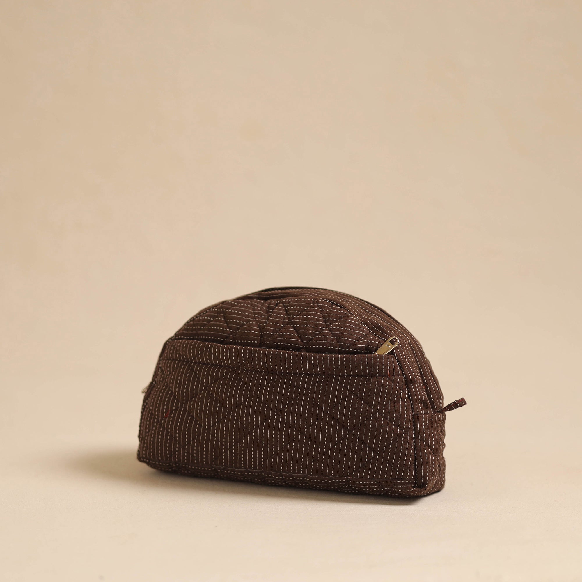 NOORI BAZAR Brown - Handcrafted Cotton Quilted Cosmetic Pouch 02