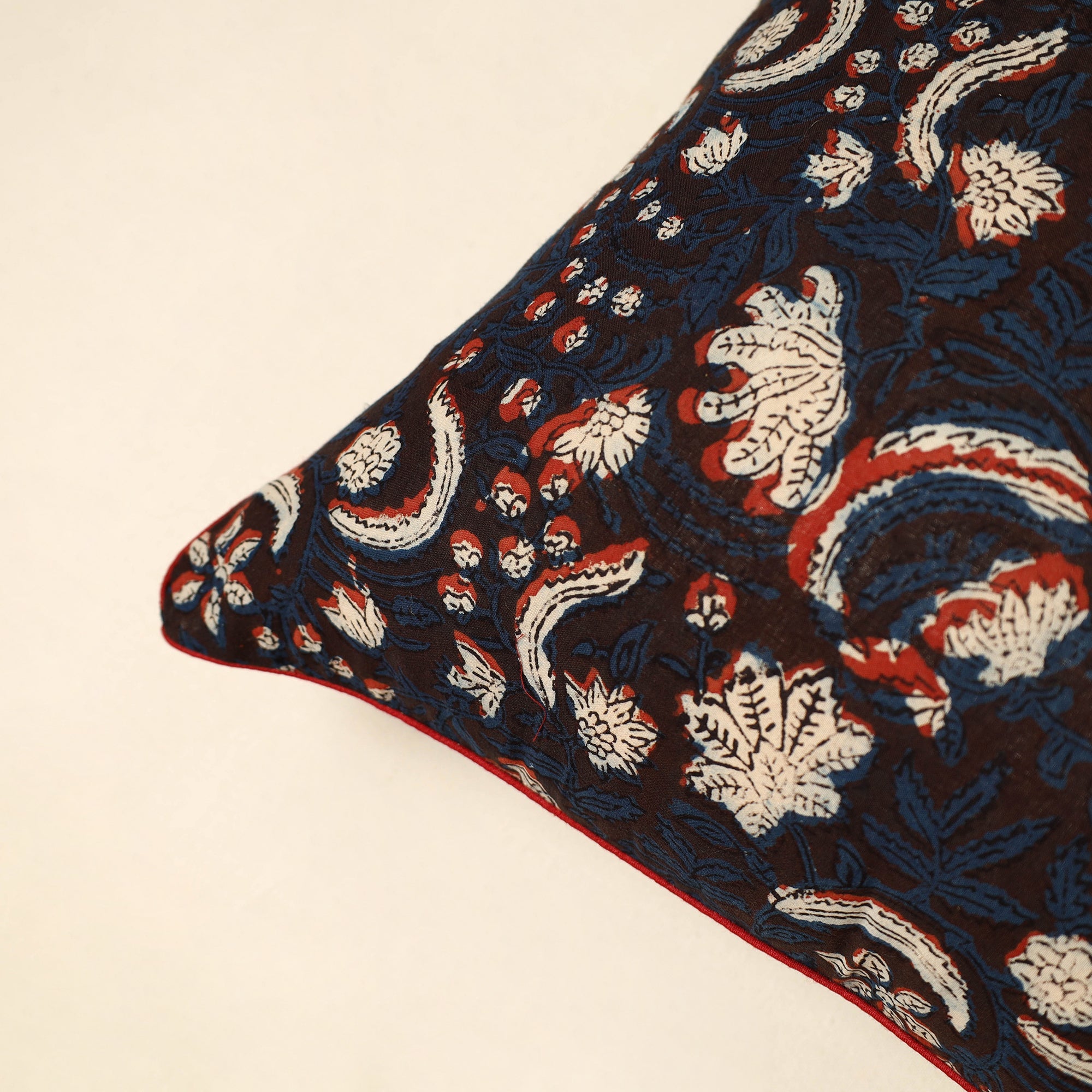 NOORI BAZAR Blue - Cotton Block Printed Bagru Cushion Cover (16 x 16 in) 14 - view 2