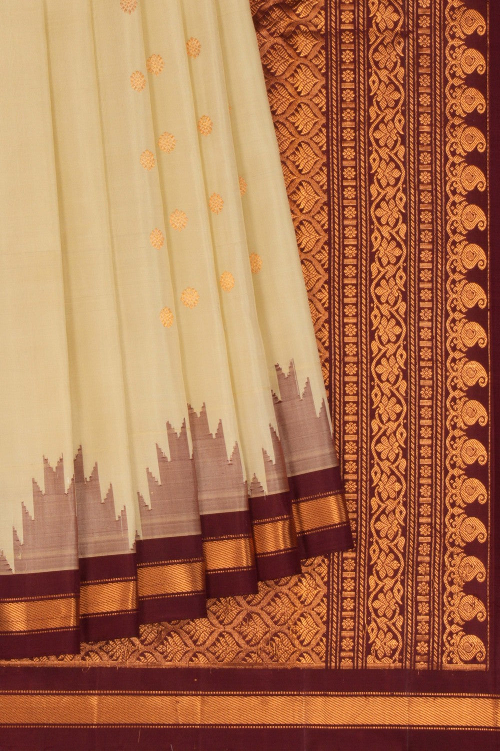 Kalanjali Gadwal Silk Cream Saree – Women's