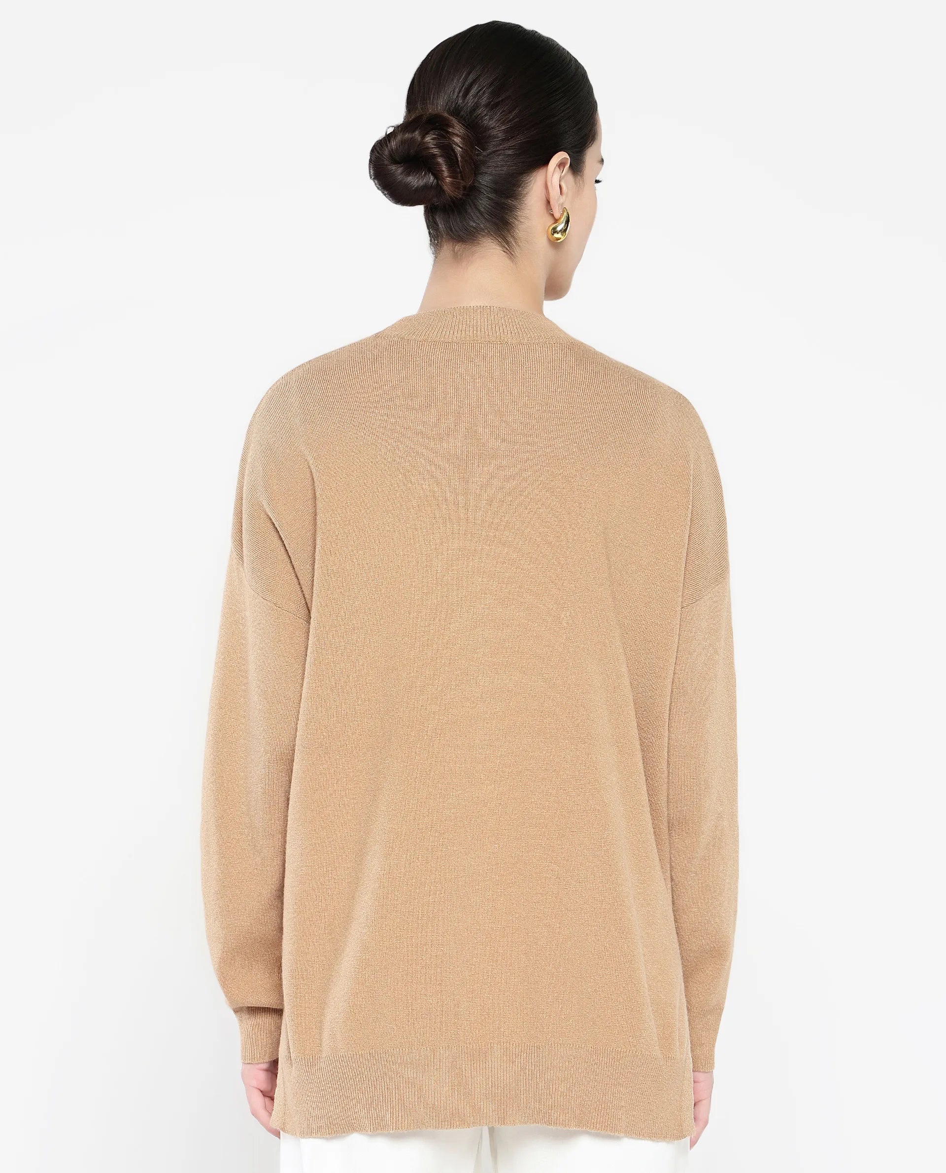 Rareism Women Omerli T Beige Oversized Fit Plain Sweater - view 6