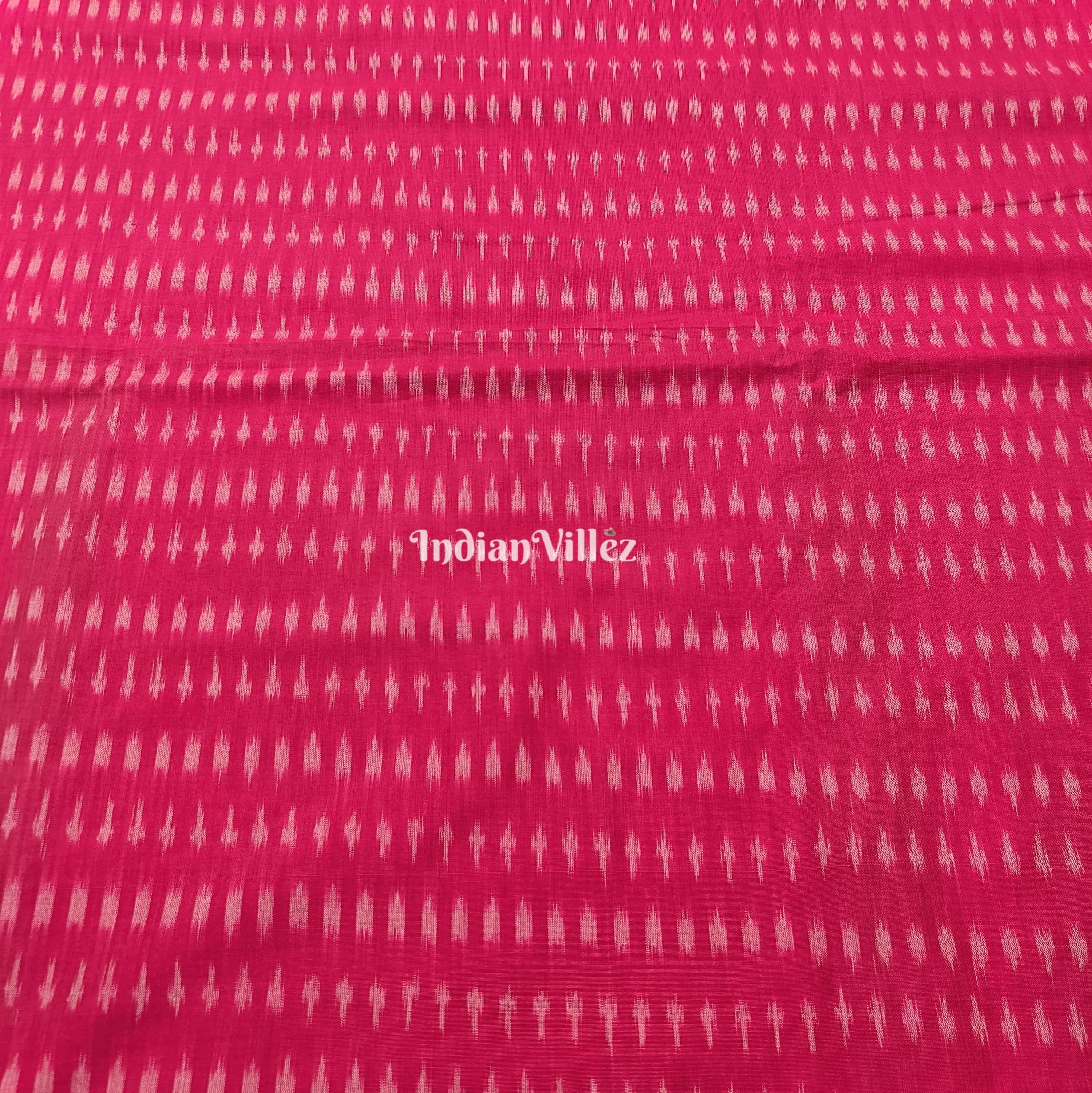 IndianVillèz Rani Pink Handwoven Cotton Pochampally Ikat Fabric - view 2