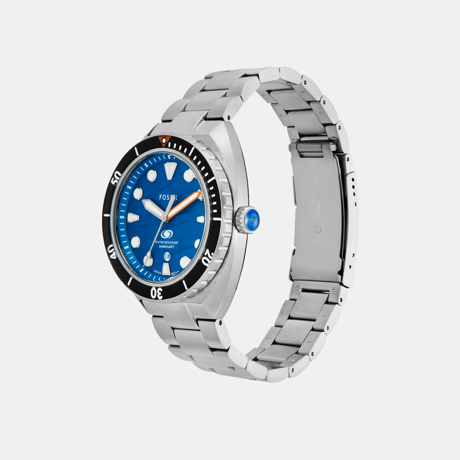 Fossil Breaker Men Quartz Blue Dial Analog Stainless Steel Watch FS6064 - view 2
