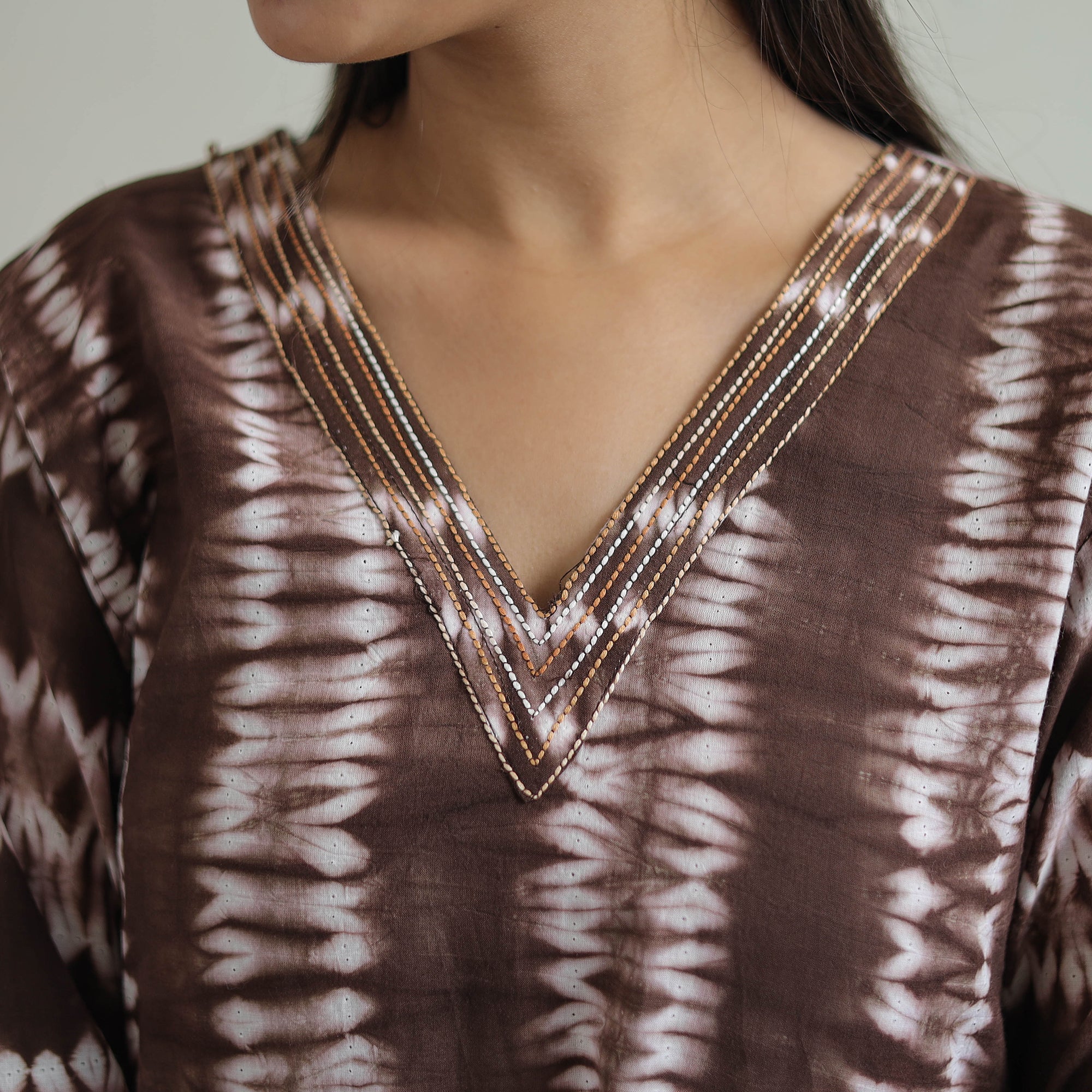 ITOKRI CASUALS Brown - A-Line Tie & Dye Cotton Shibori Kurta 05 - view 6