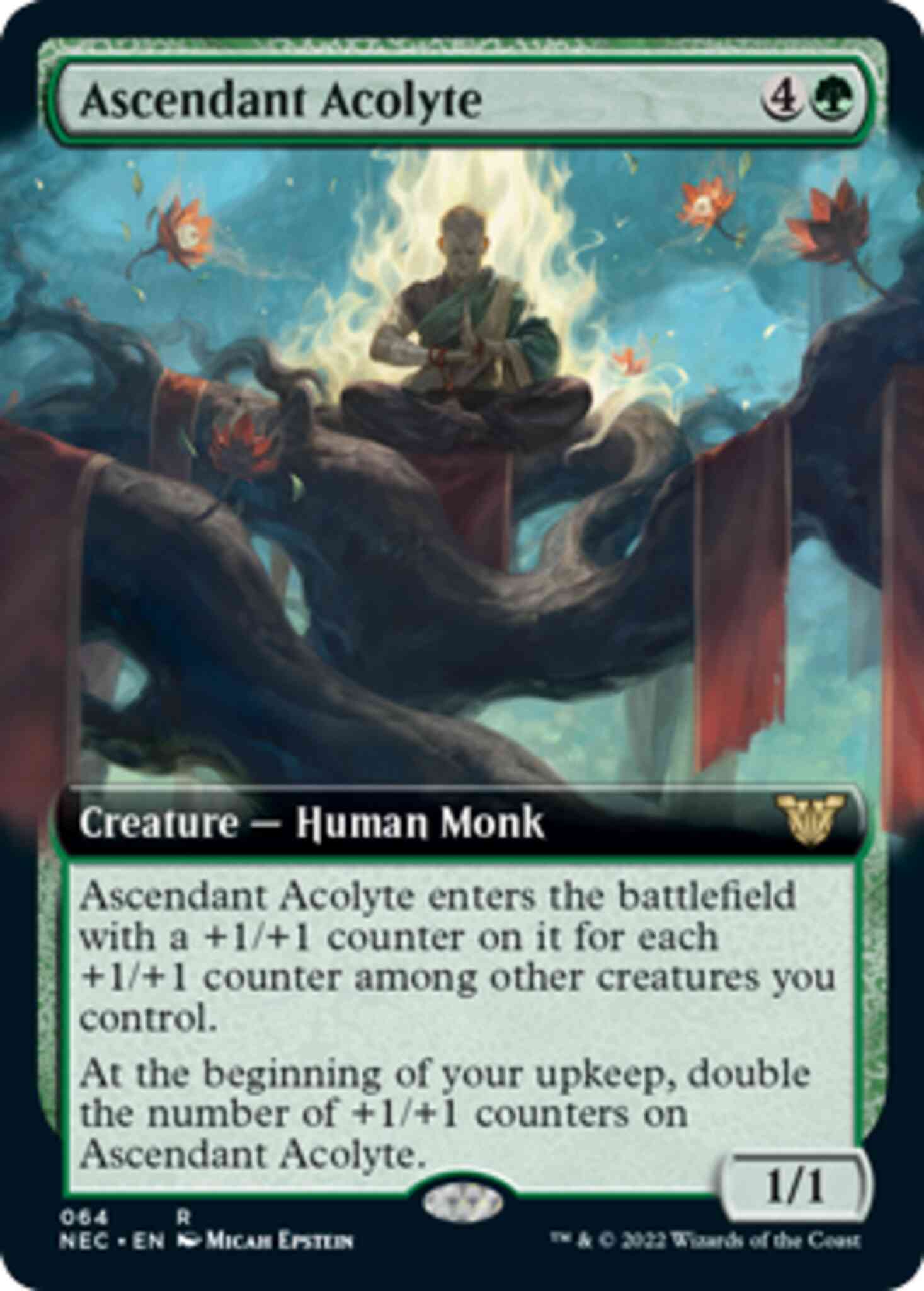 Ascendant acolyte 64 – Magic Ascendant Acolyte [64] [Extended Art] [Kamigawa: Neon Dynasty: Commander] [Non-Foil]