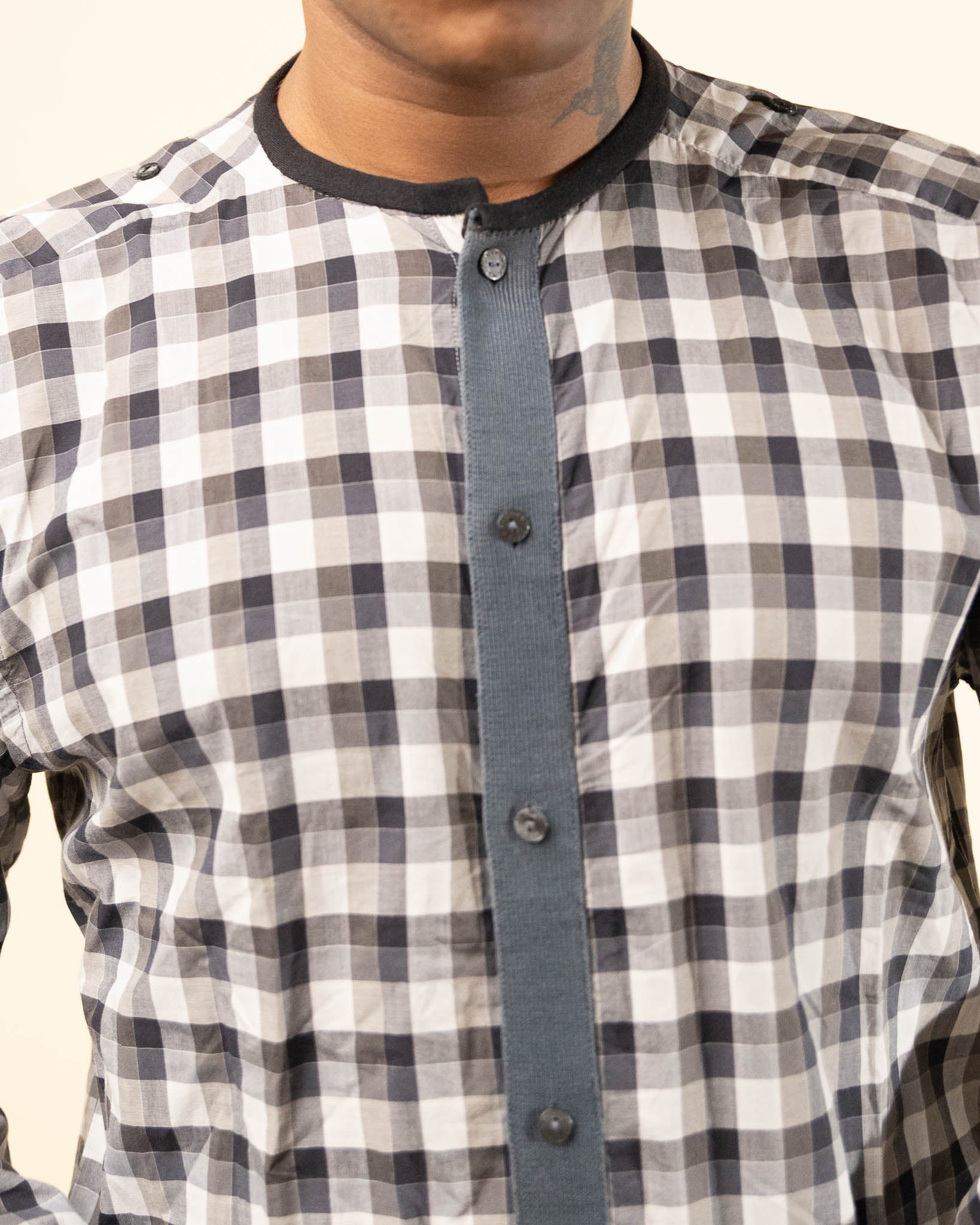 Dolce & Gabbana Gold Grey Checkered Shirt - view 3