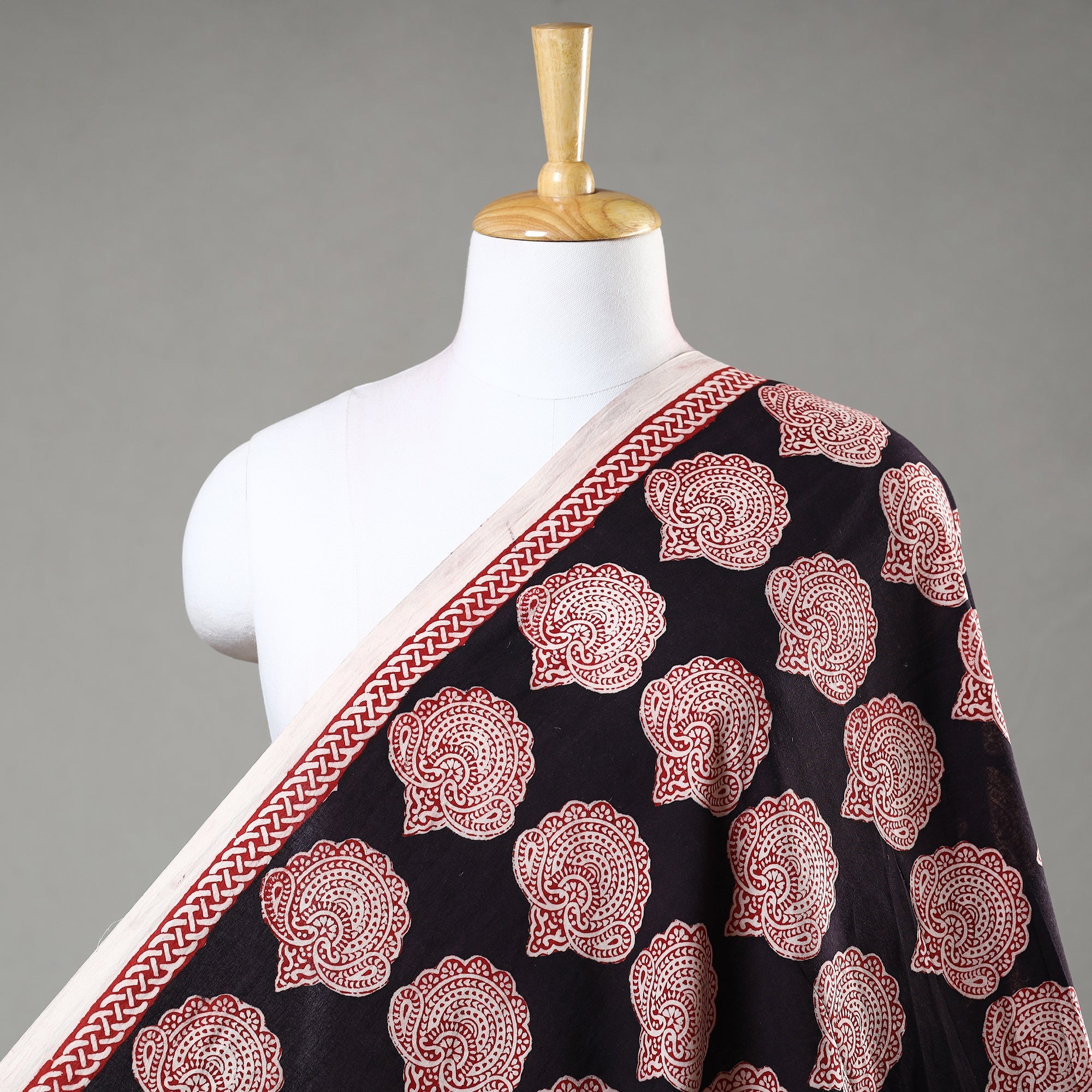 BAGH PRINTS BY UMAR FARUK KHATRI Black - Bagh Hand Block Printed Cotton Fabric