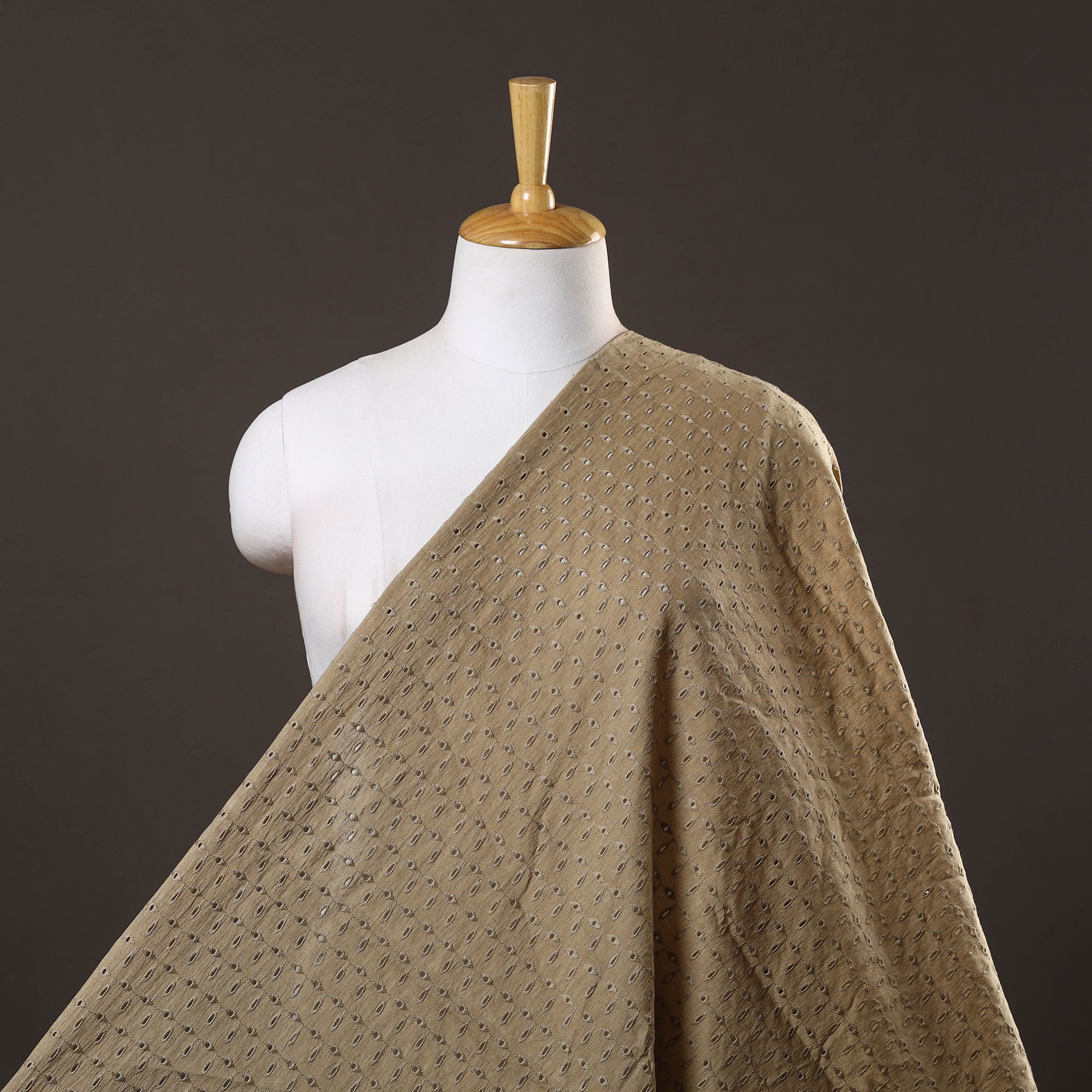 ITOKRI CRAFTS INITIATIVE Brown - Floral Embroidered Cotton Hakoba Fabric 22