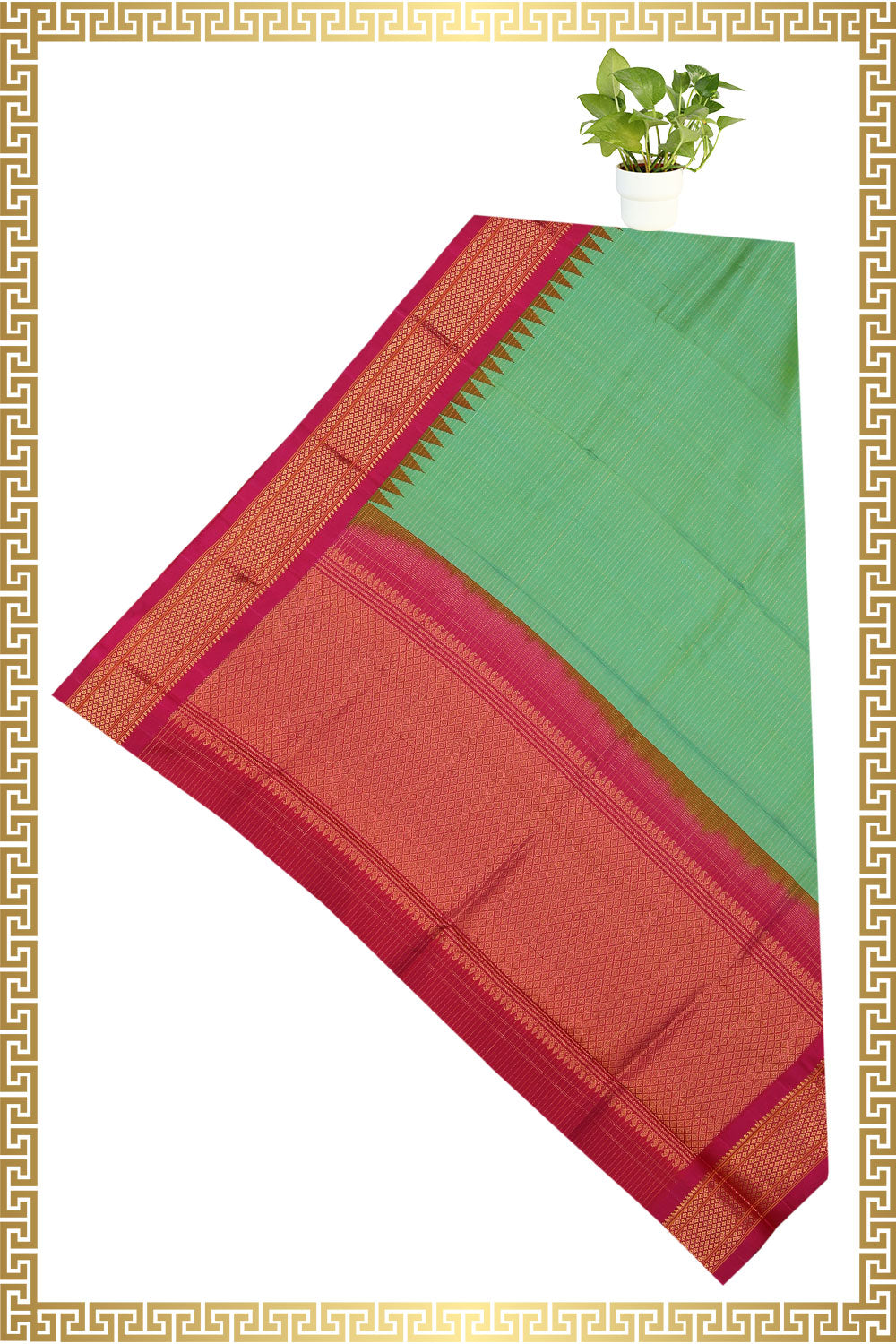 Kalanjali Gadwal-Silk Green Dupatta