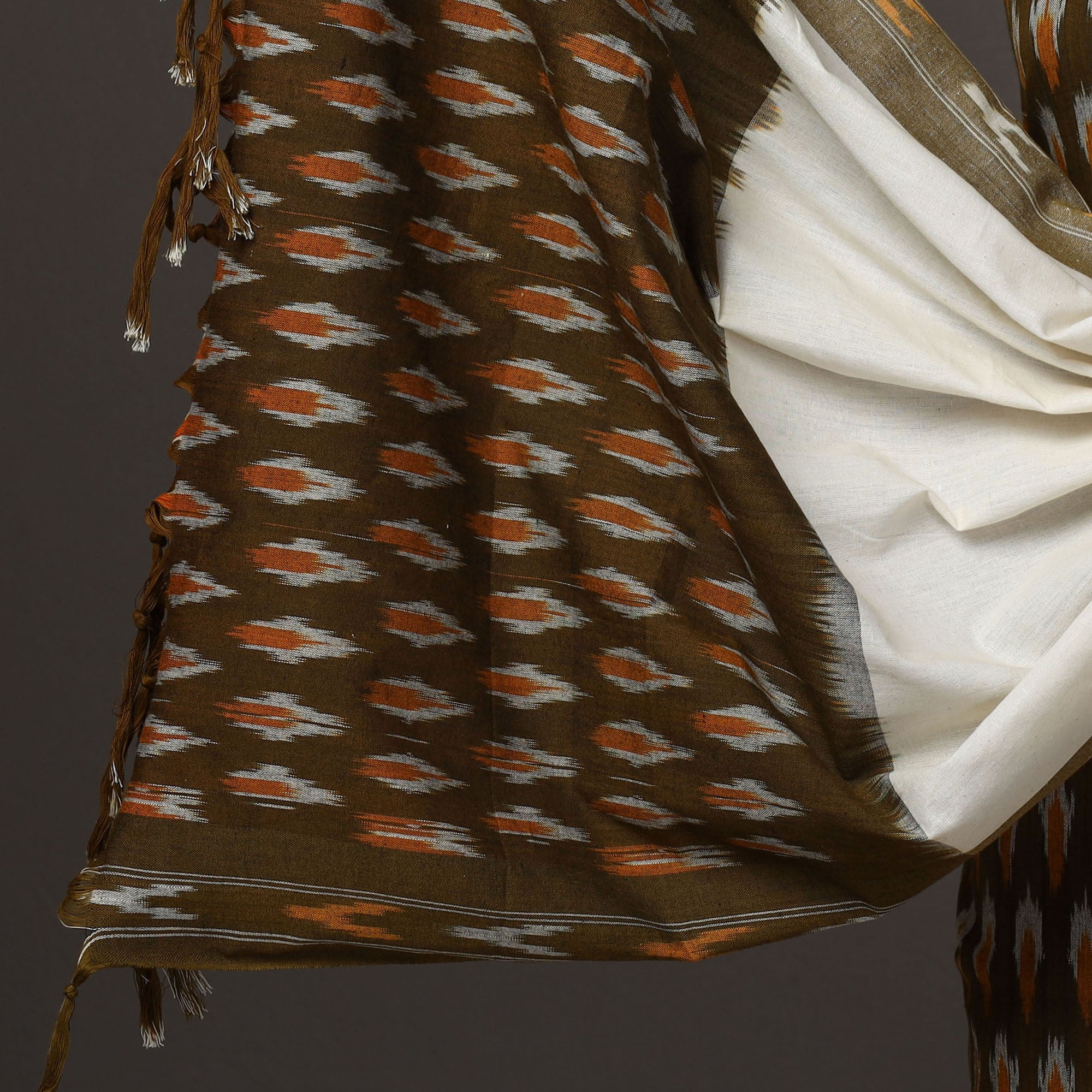 SOUTH KARGHA Brown - 3pc Cotton Handloom Pochampally Ikat Dress Material - view 4