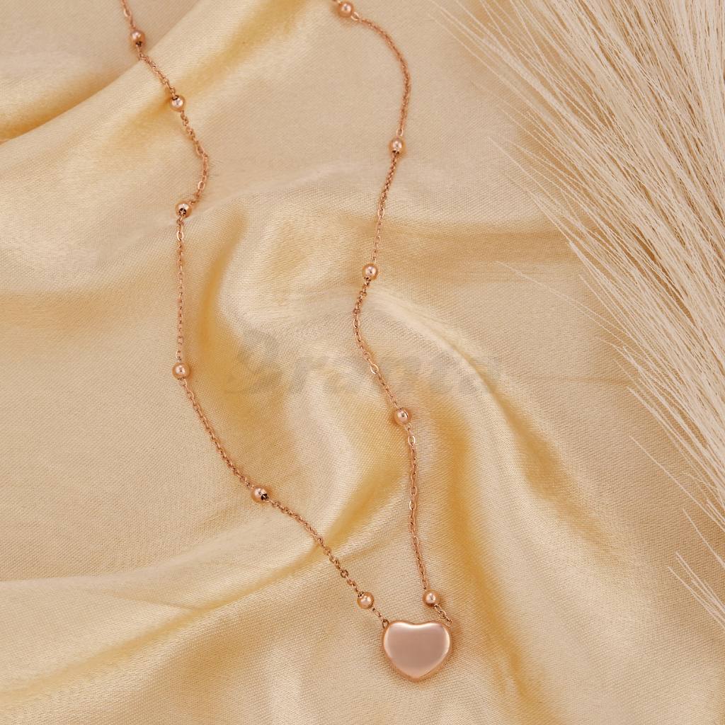 Branta Heart Rose Gold-Tone Stainless Steel Necklace - view 2