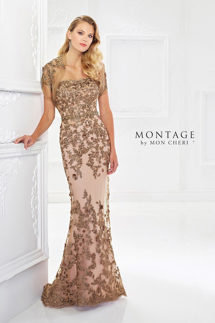 Montage 118961 Long Metallic Lace Evening Mother of the Bride Dress - view 8
