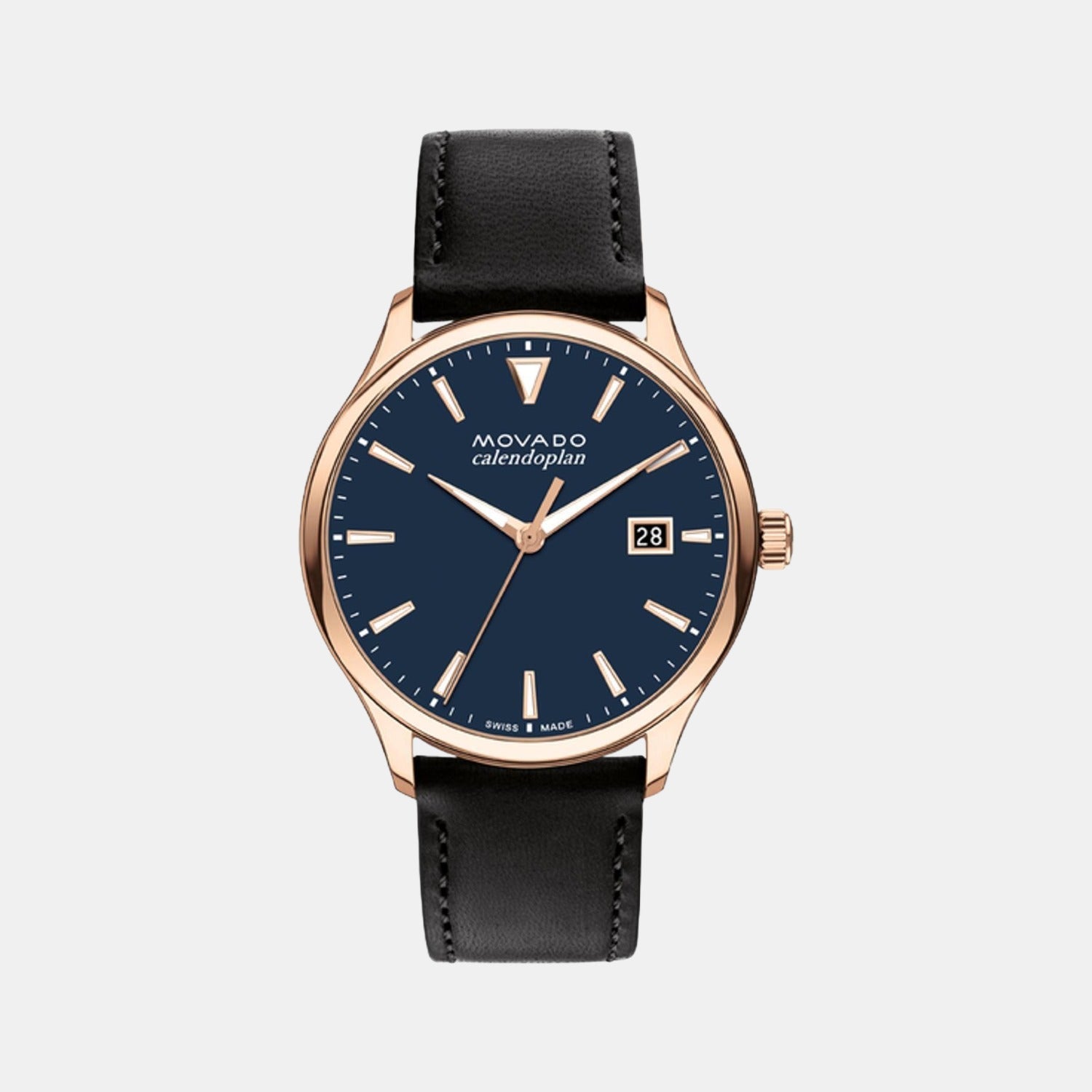 Movado Heritage Men Quartz Blue Dial Analog Leather Watch 3650158
