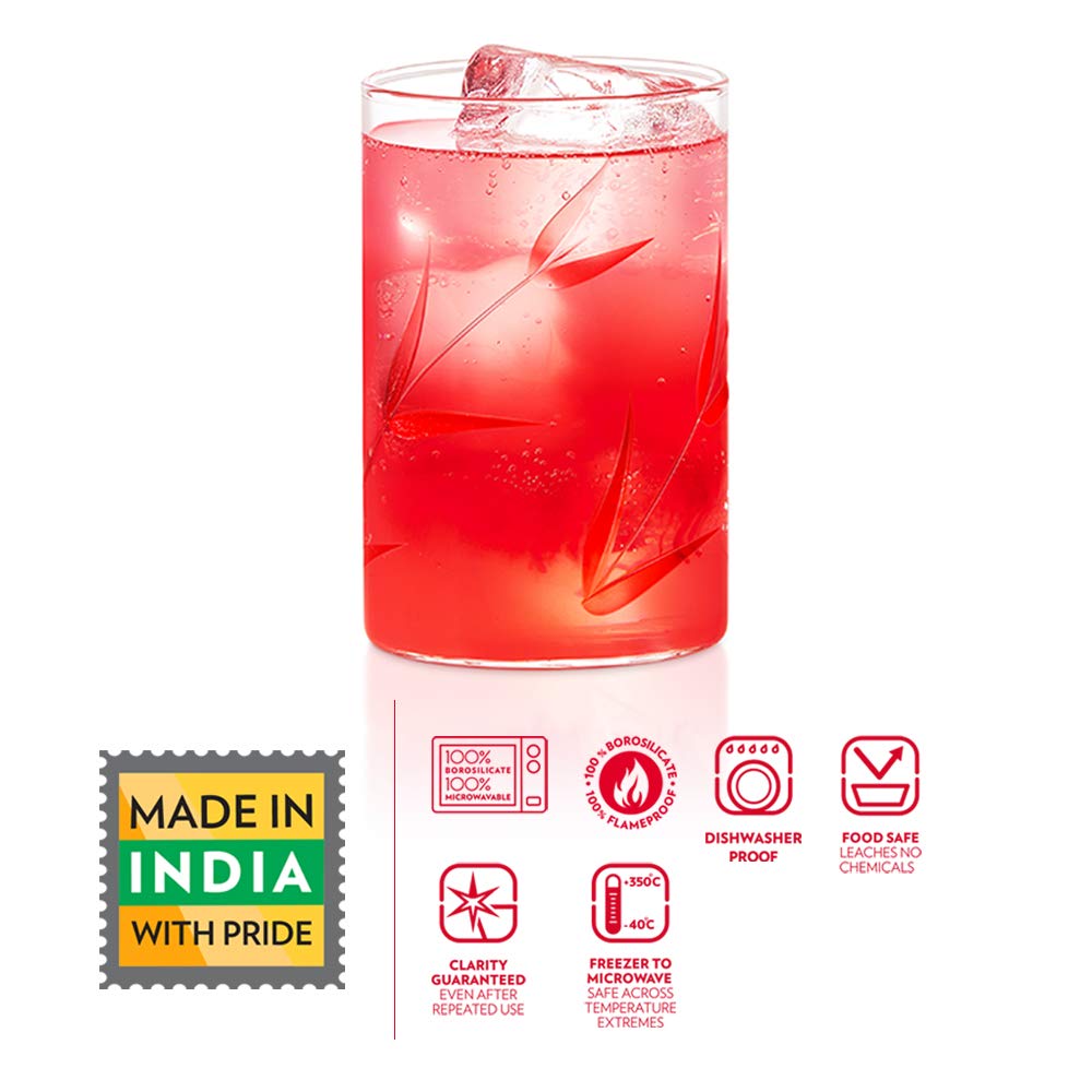 Borosil Bouquet Vision Drinking Glass 295 ml |Transparent | Set of 6 pcs - view 3