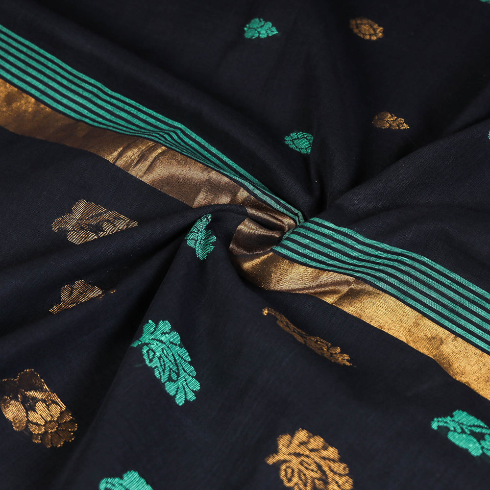 SOUTH KARGHA Black - Traditional Venkatagiri Pure Handloom Cotton Zari & Thread Buti Saree 17 - view 4