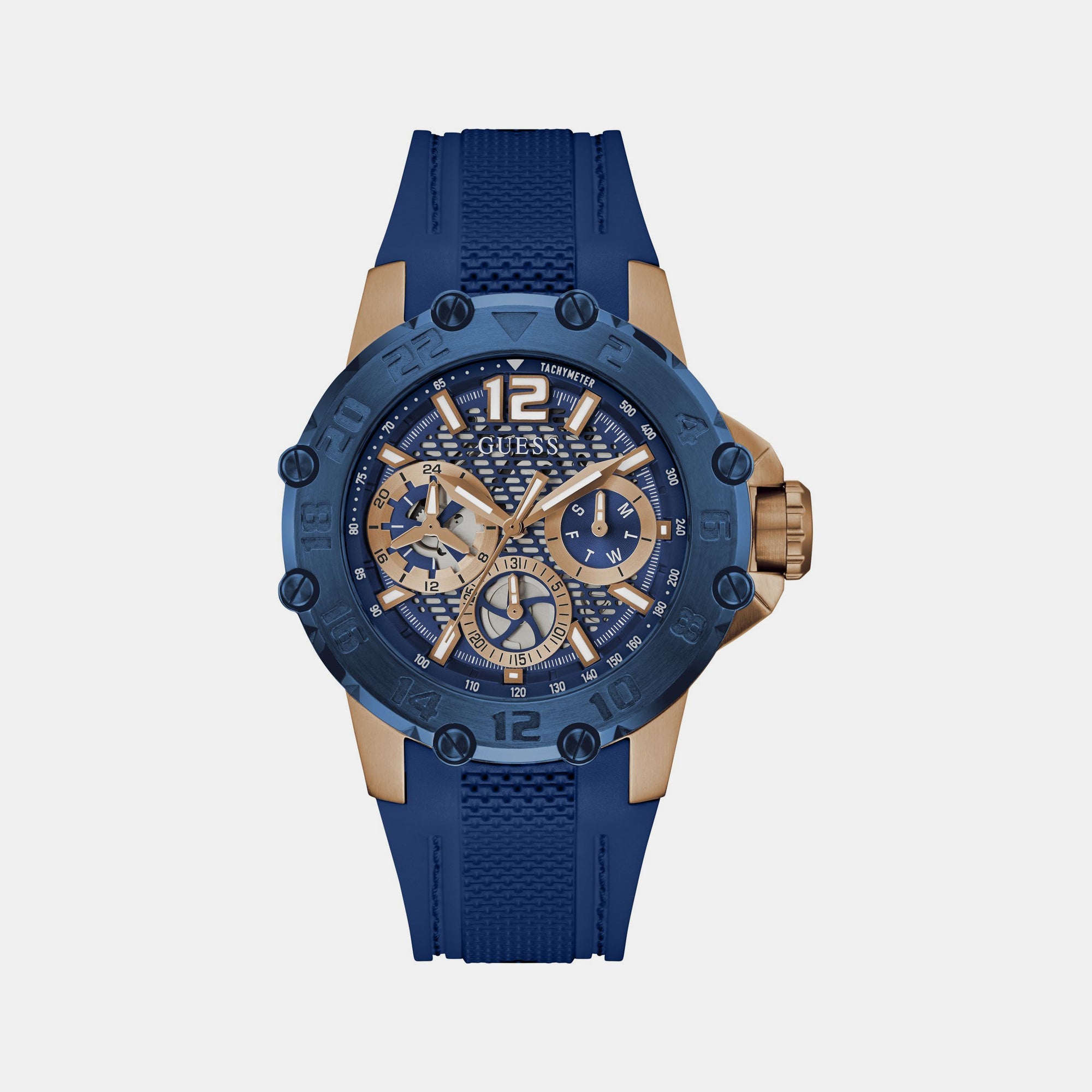 Guess Contender Men Quartz Blue Dial Chronograph Silicone Watch GW0640G3