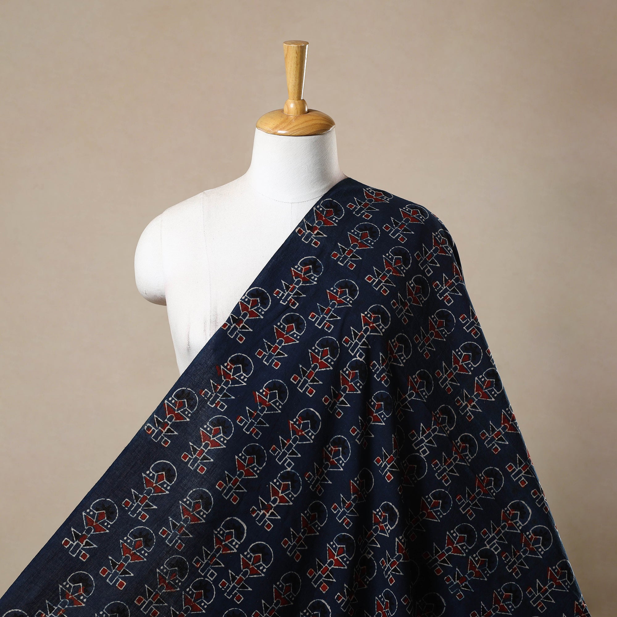 KACHCHH JI CHHAAP Blue - Block Print Cotton Natural Dyed Ajrakh Fabric 44