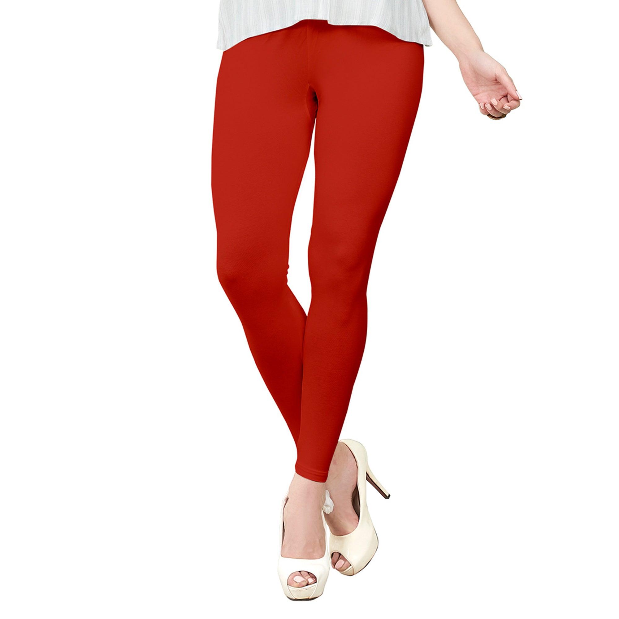 Peachmode Seller Hypnotic Red Colored Casual Wear Ankle Length Leggings