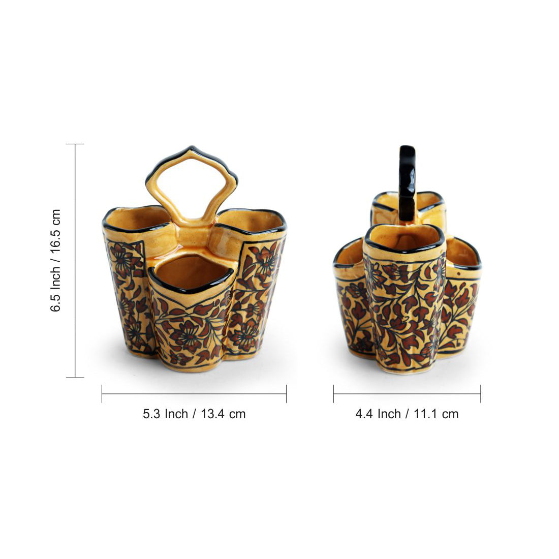 EXCLUSIVELANE 'Mughal Floral' Hand-painted Ceramic Cutlery & Stationery Holder - view 6