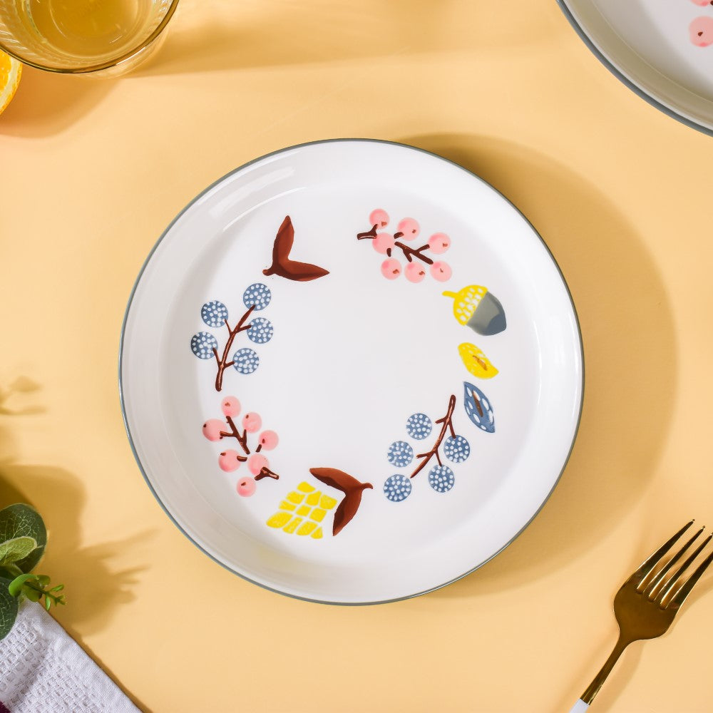 Nestasia Bloom Ceramic Snack Plate Grey 8 Inch