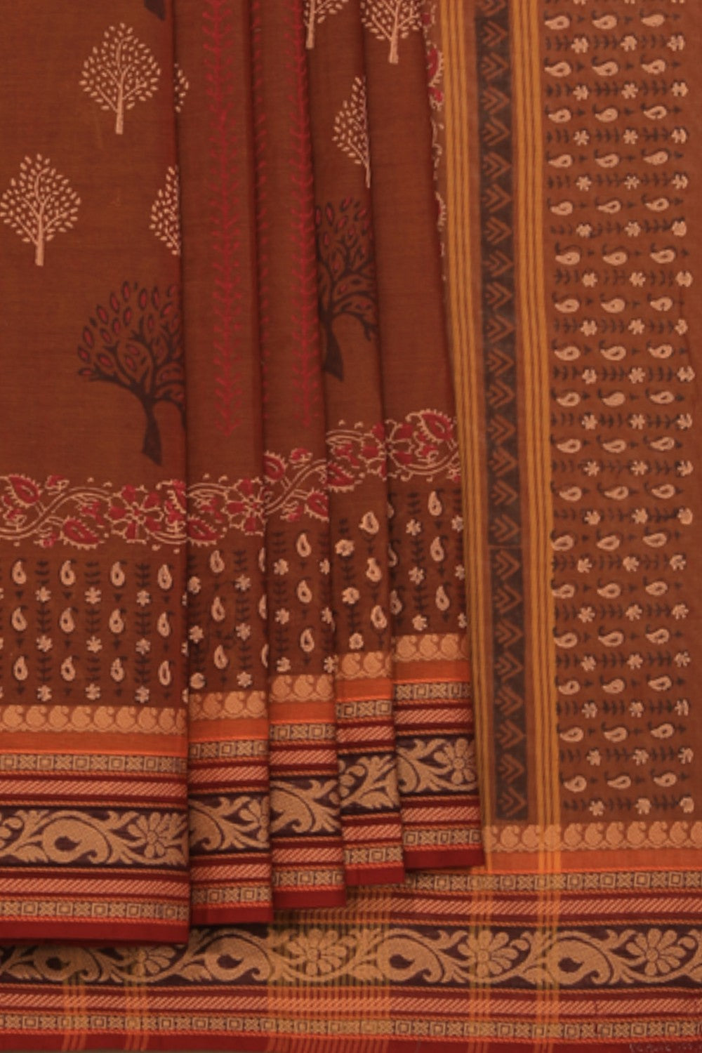 Kalanjali Ethnics Hand block printed cotton saree