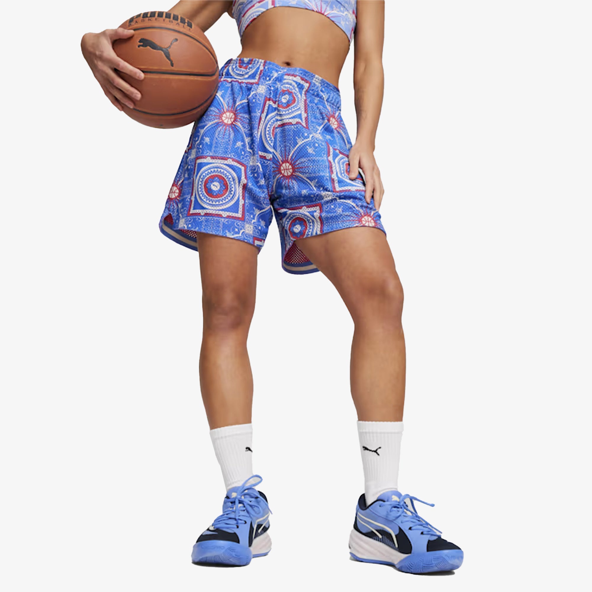 Puma | SUPERSTITION MESH BASKETBALL SHORTS { ROSE-AOP
