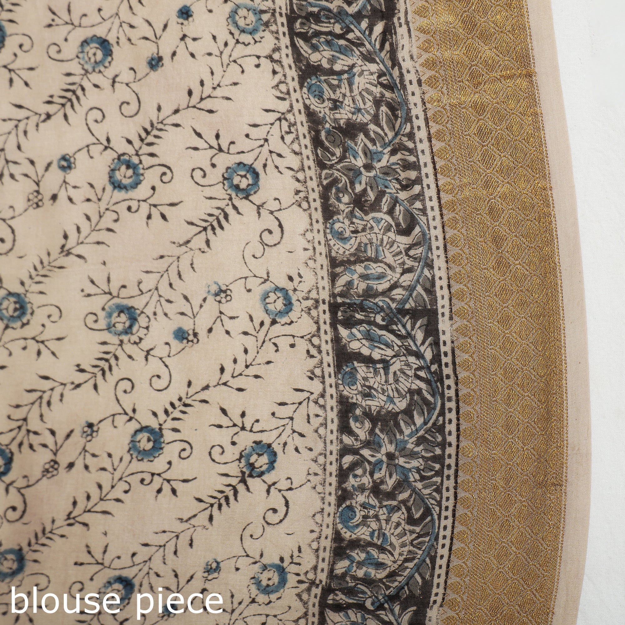 VENKATA BHANU KALAMKARI PEDANA Black - Original Pedana Kalamkari Block Print Silk Saree - view 5