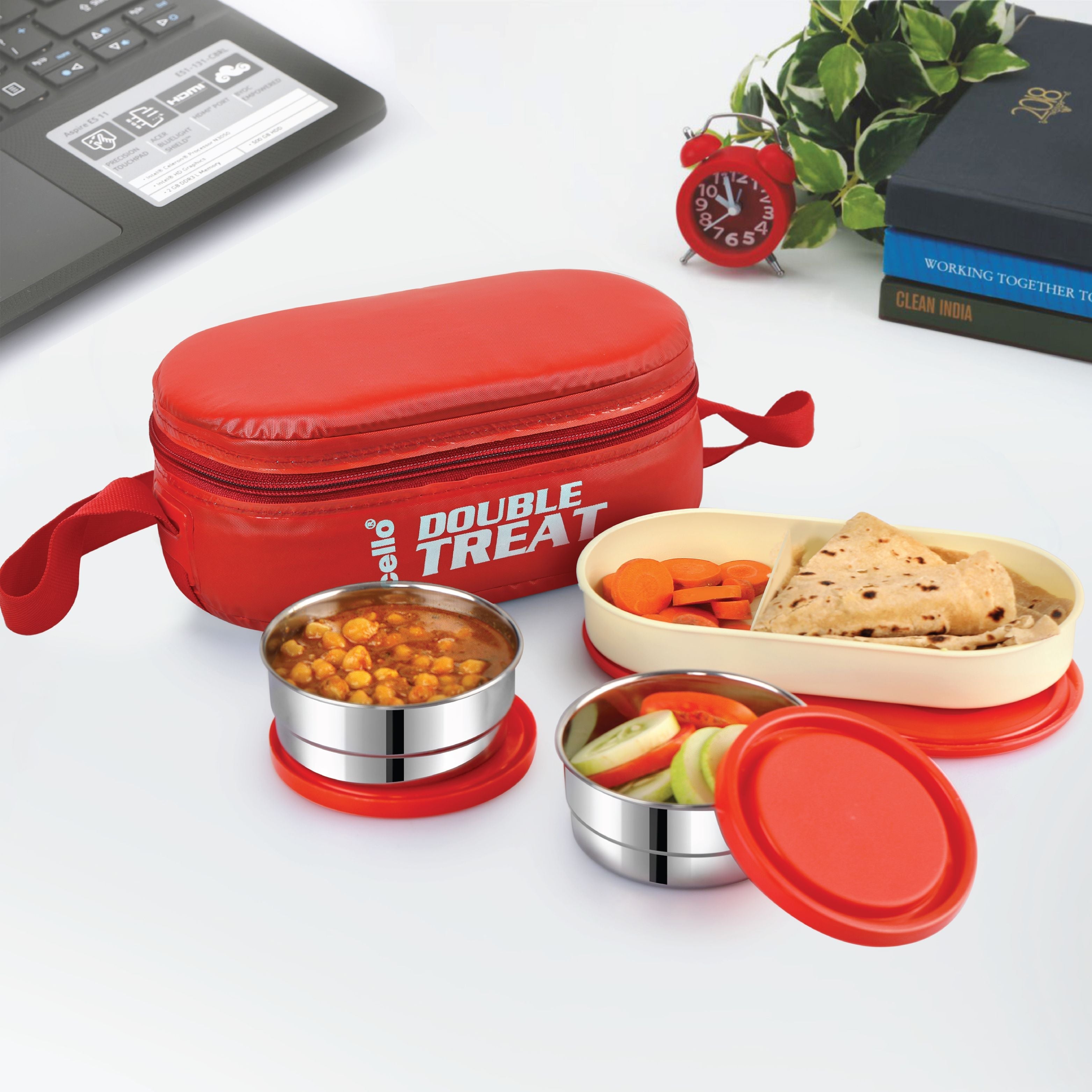 Cello Double Treat Lunch Box with Jacket, Set of 3