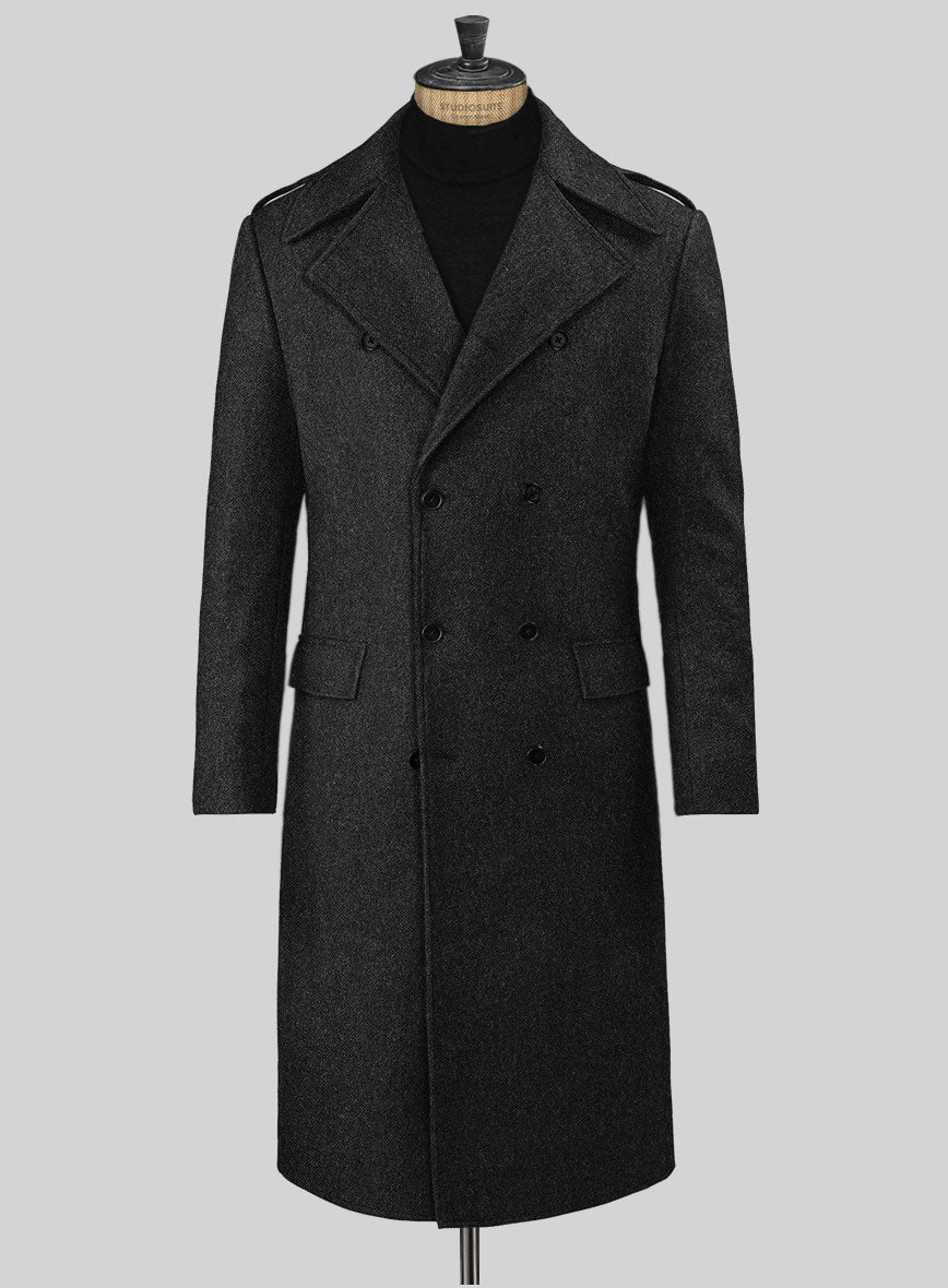StudioSuits Charcoal Herringbone Tweed GQ Overcoat