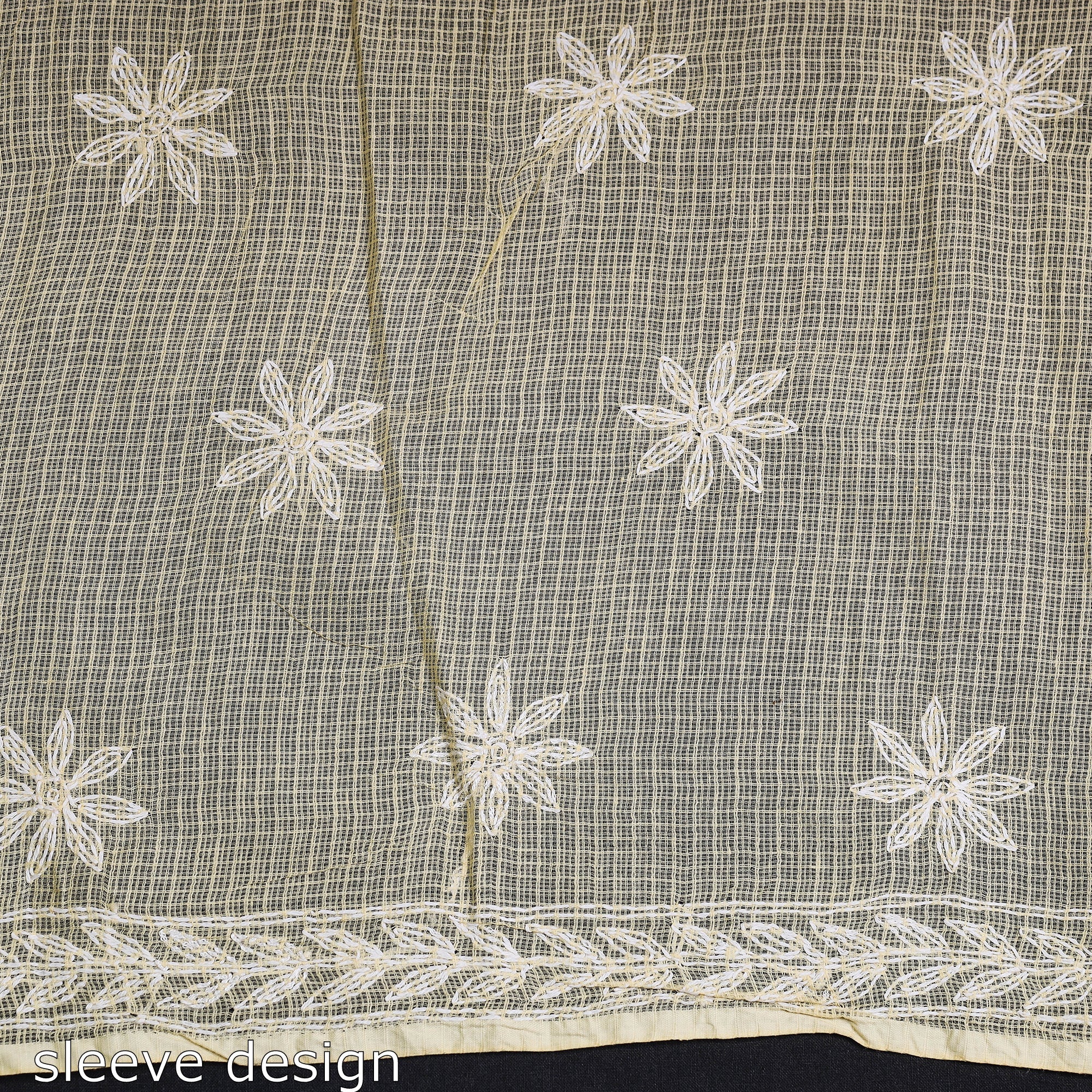 ITOKRI CRAFTS INITIATIVE Beige - 2pc Hand Embroidery Kota Doria Chikankari Dress Material - view 6