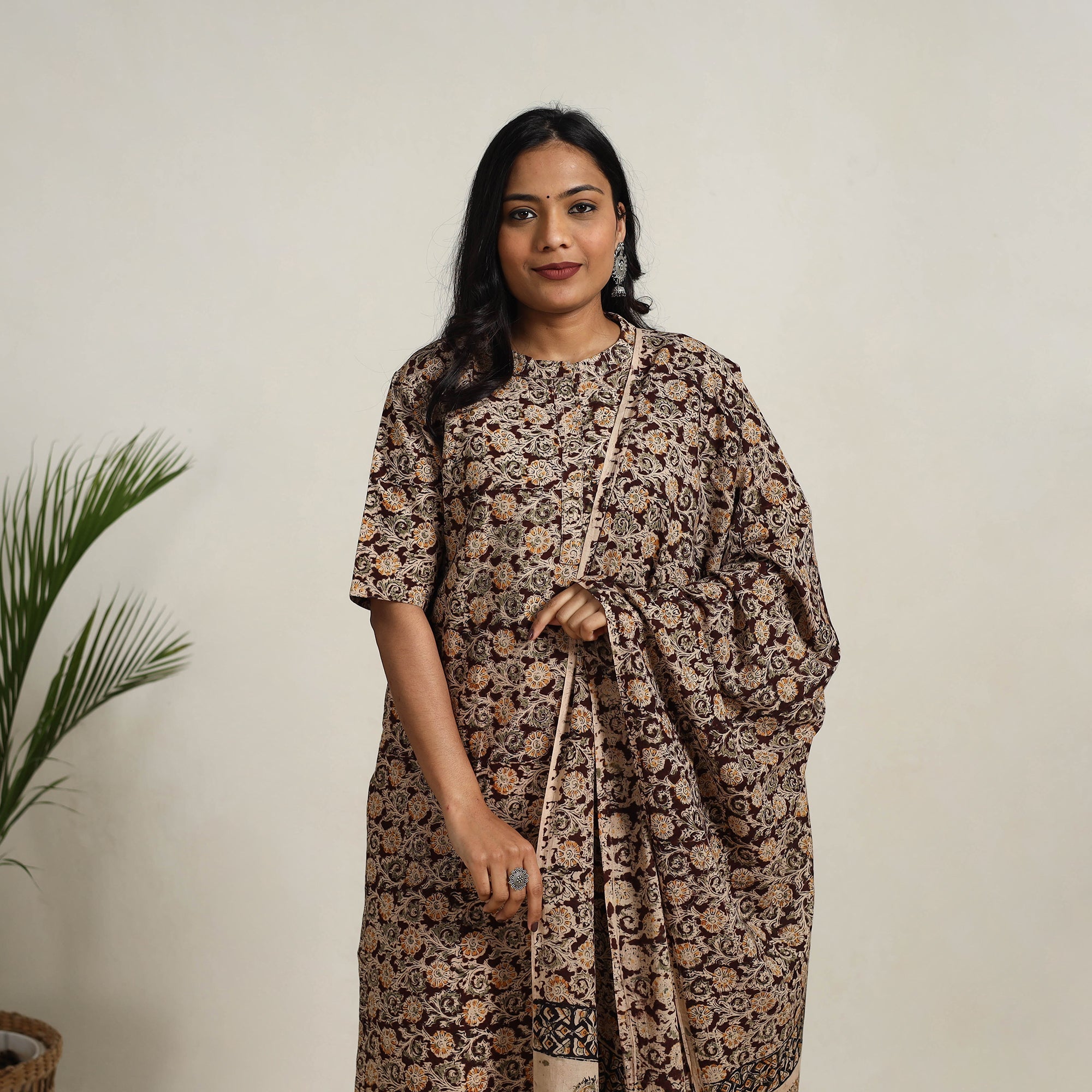 ITOKRI CASUALS Brown - Block Printed Cotton Kalamkari Kurta Set 10