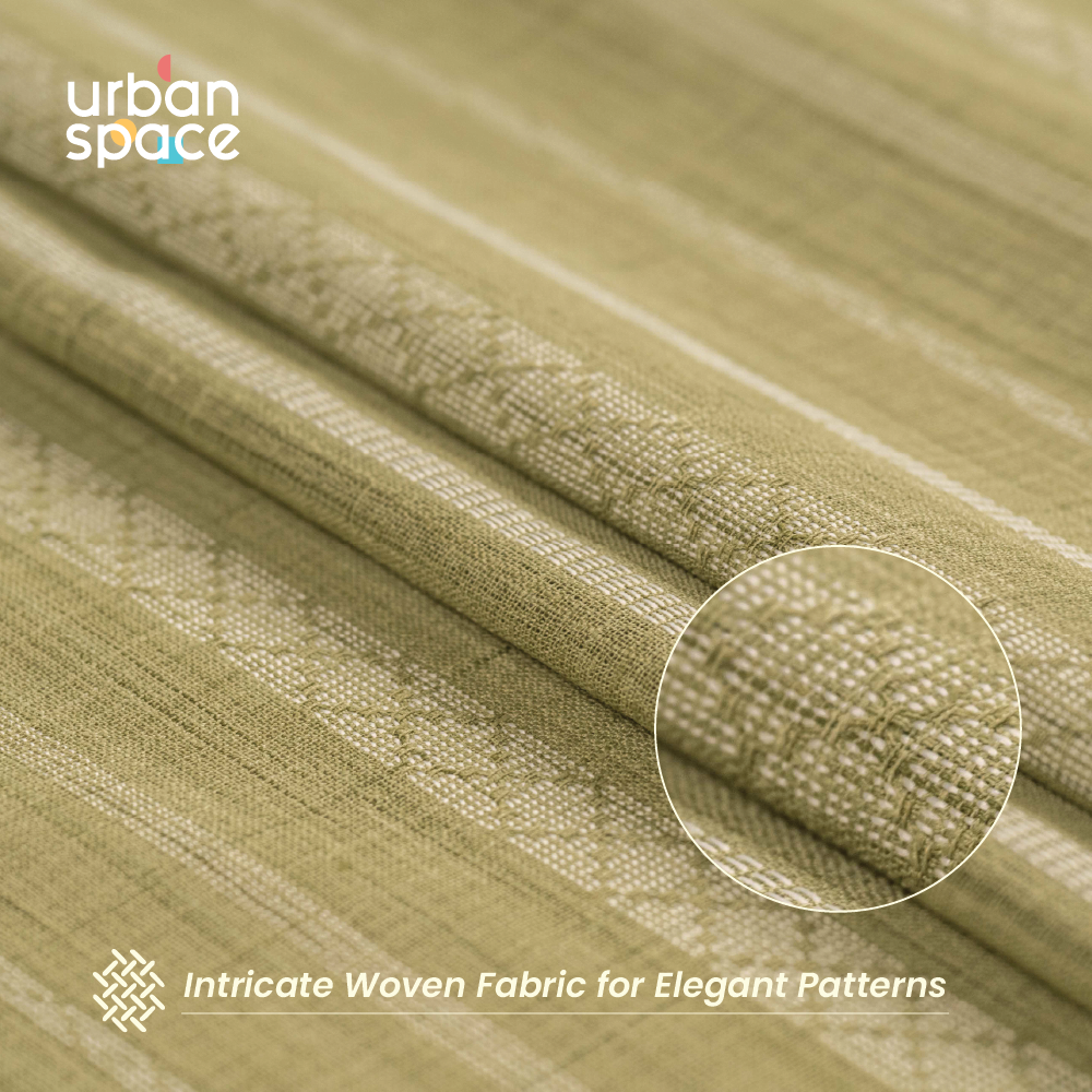 Urban Space -Home Furnishing Store Aari Collection Embriodered Sheer Curtains, 40-50% Light Filtering Curtains - Pack of 2 - Vertical Weaves Sage Gree - view 2