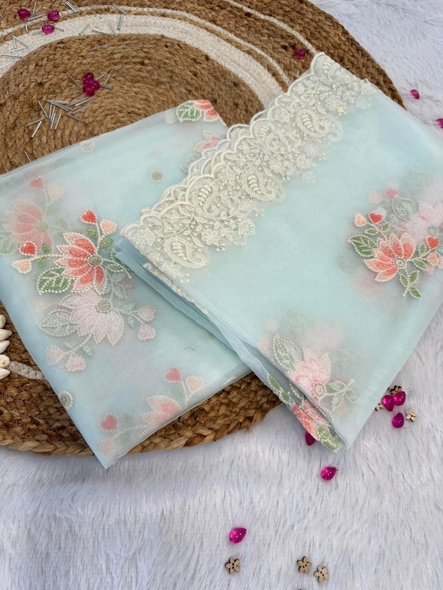 Idaho-o Light blue organza suit set # 026