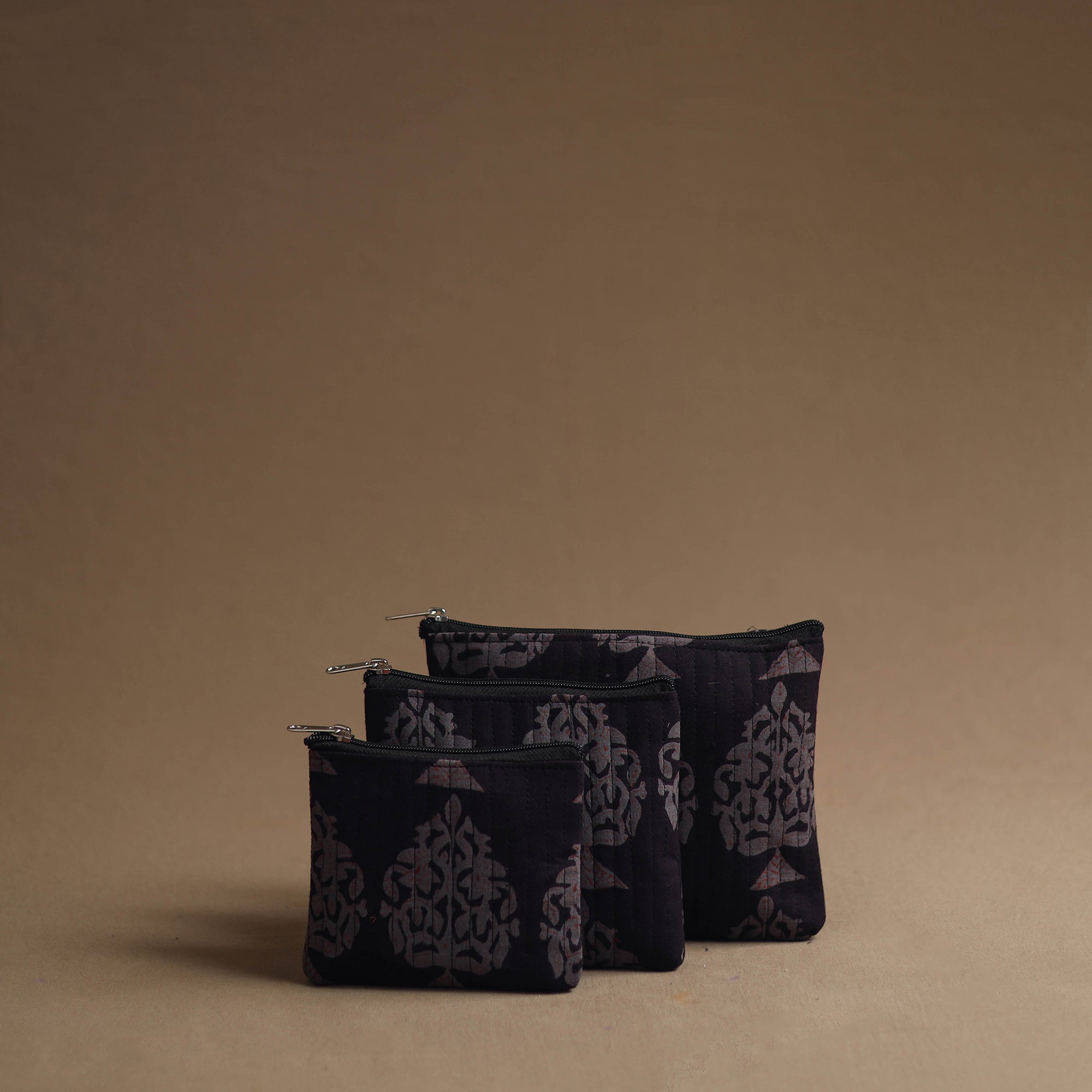 NOORI BAZAR Black - Handmade Cotton Multipurpose Utility Pouches (set of 3) 20